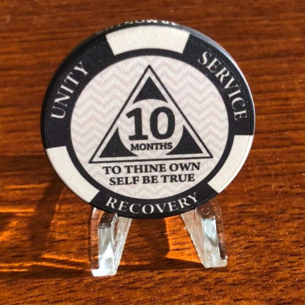 10 Month AA Sobriety Chip - Third Step Prayer on Back - 300 Day Recovery Coin - Monthly AA Medallion for Alcoholics Anonymous Meetings & Celebrating Milestones