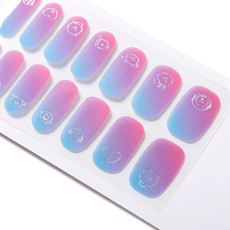 BT21 Line Friends Japan Baby Buddy Gel Nail Seal - Purple Gradient Nail Polish for Kids & Teens - Perfect for Birthday Parties, Sleepovers & DIY Nail Art