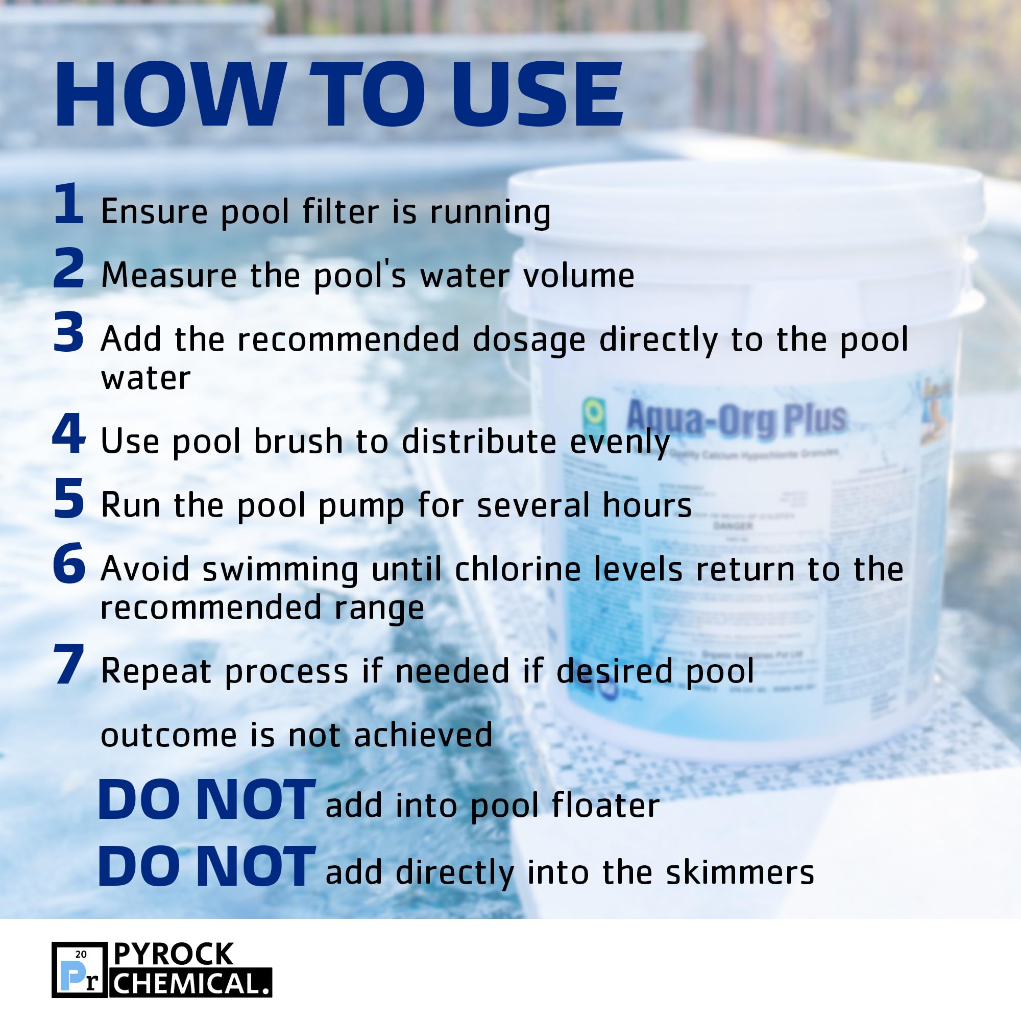 Pool Shock by Aqua Org Plus - 65% Granular Calcium Hypochlorite - Powerful Swimming Pool Chlorine Shock Treatment for In-Ground Pools, Above Ground Pools, Spas & Hot Tubs - 50 Pound Bucket - Ideal for Weekly Maintenance, Algae Prevention & Water Clarification