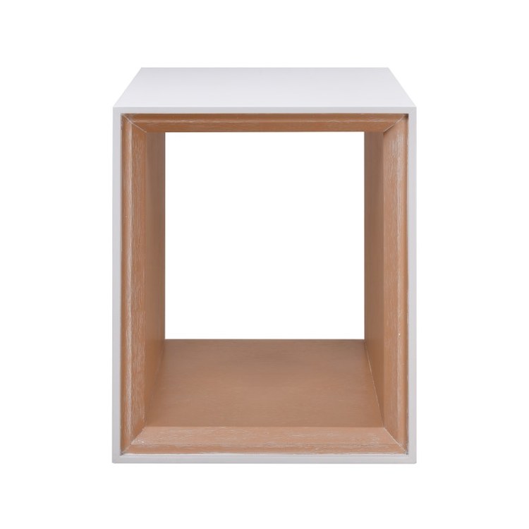 Evans 20 x 25 Inch Accent Table in White & Light Oak - Perfect for Living Room, Bedroom, or Entryway Decor