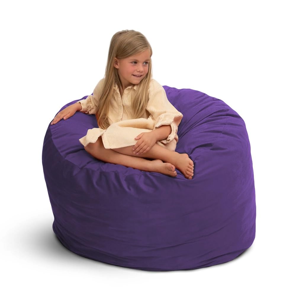 ULTIMATE SACK 3ft Oversized Bean Bag Chair for Adults - Soft Purple Suede Lounge Furniture | Perfect for Living Room, Bedroom, Dorm & Game Room Relaxation