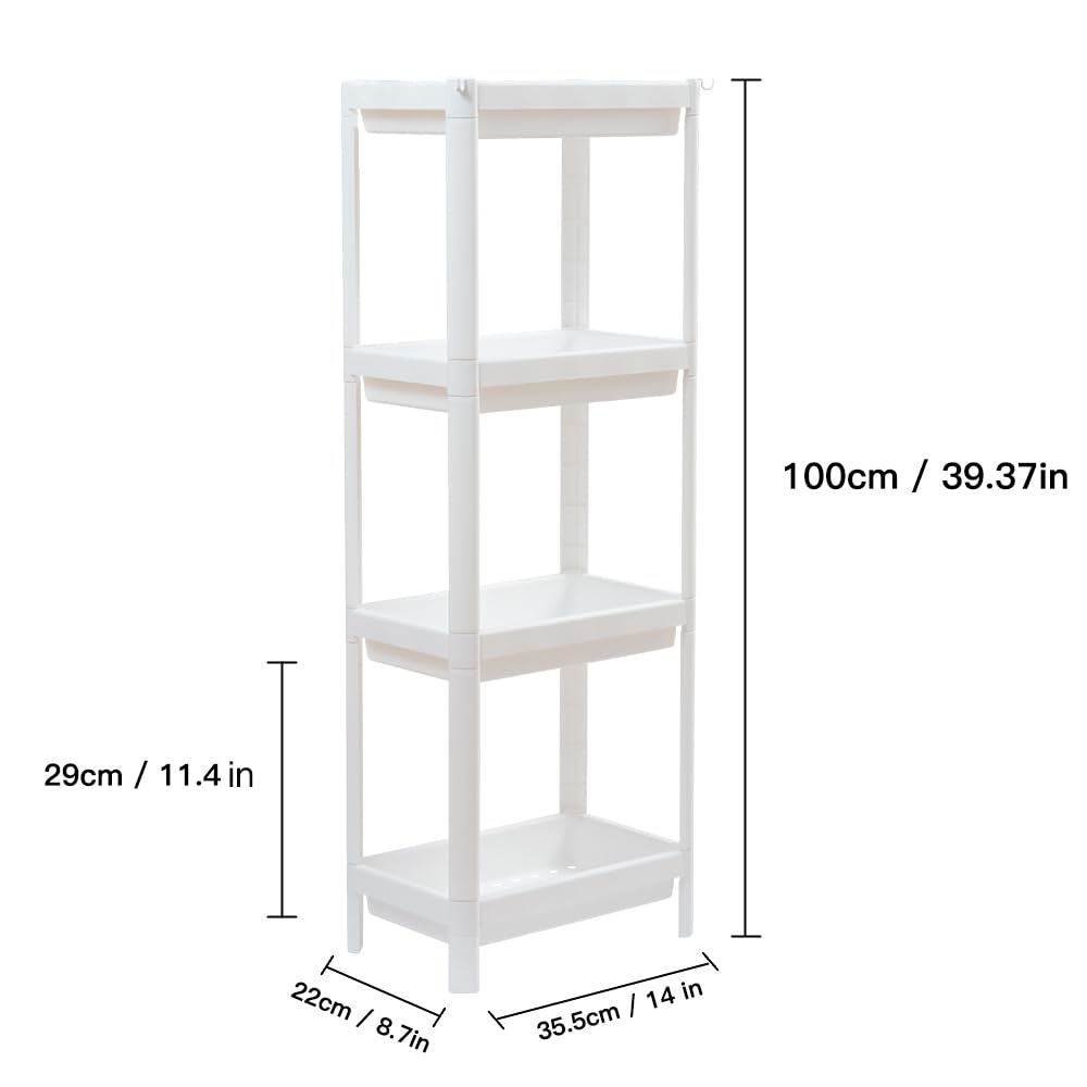 HIEEY 4-Tier Bathroom Shelf Organizer - Space-Saving Storage Rack for Bathroom, Laundry, Pantry & Kitchen - Perfect for Narrow Spaces & Small Areas