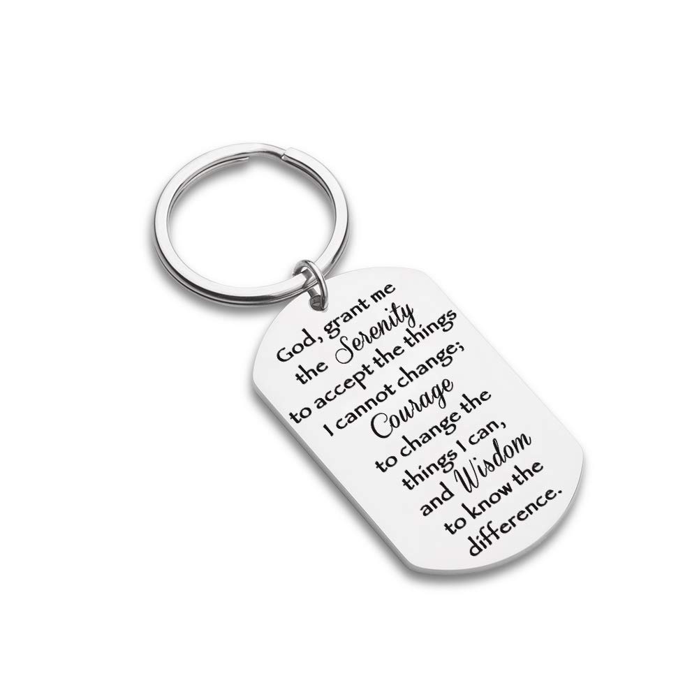 VANLOVEMAC Christian Keychain with Serenity Prayer - Inspirational Sobriety Recovery Gift for Women, Men, Teens (Birthday, AA, Religious Jewelry) - Perfect for Daily Motivation & Spiritual Encouragement