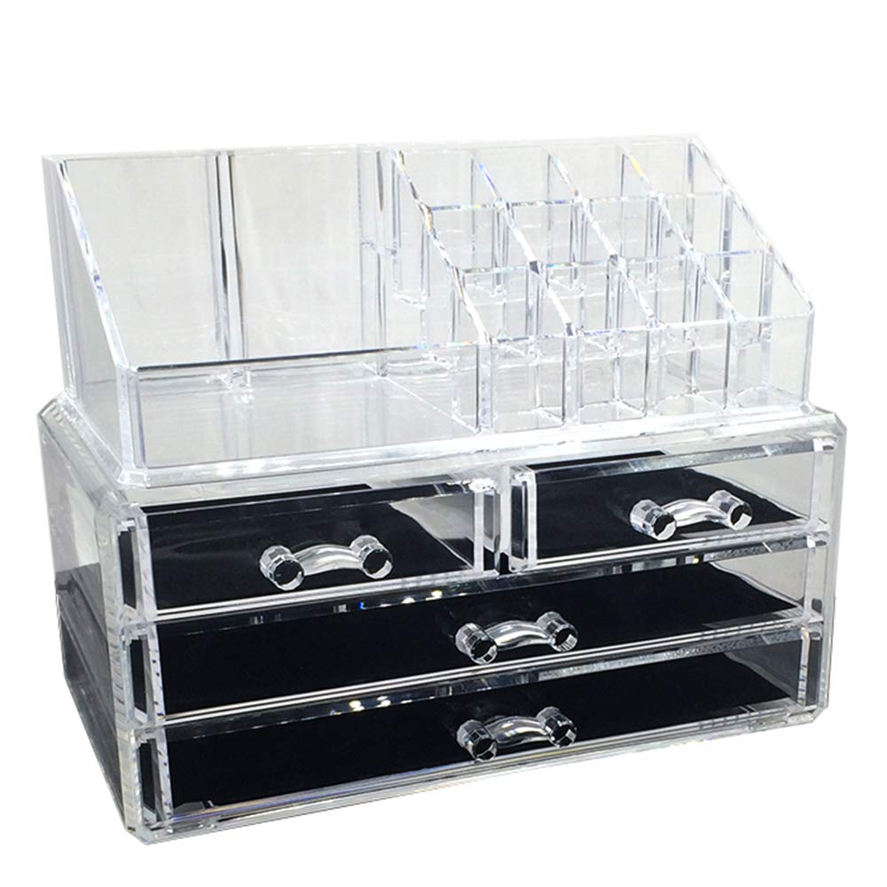 Stackable Transparent Acrylic Jewelry Storage Box - Large Capacity Desktop Cosmetic Organizer with Drawers for Makeup, Rings & Accessories | Perfect for Vanity, Bathroom & Travel Organization