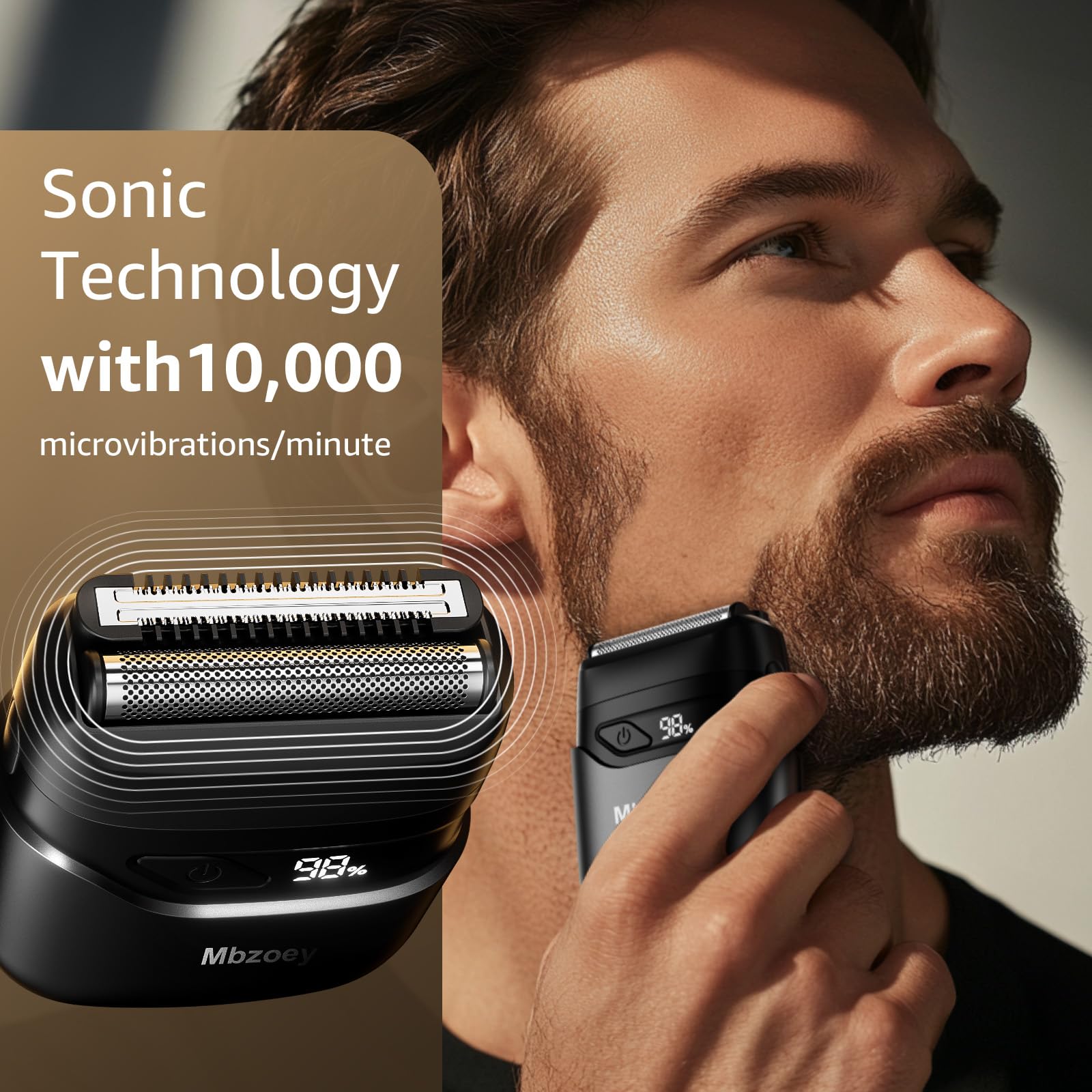 Electric Foil Shaver for Men - Mini Cordless Wet/Dry Razor with LED Display & USB-C Fast Charging | IPX7 Waterproof | Compact Travel & Gym Shaver for Smooth Facial Hair Removal