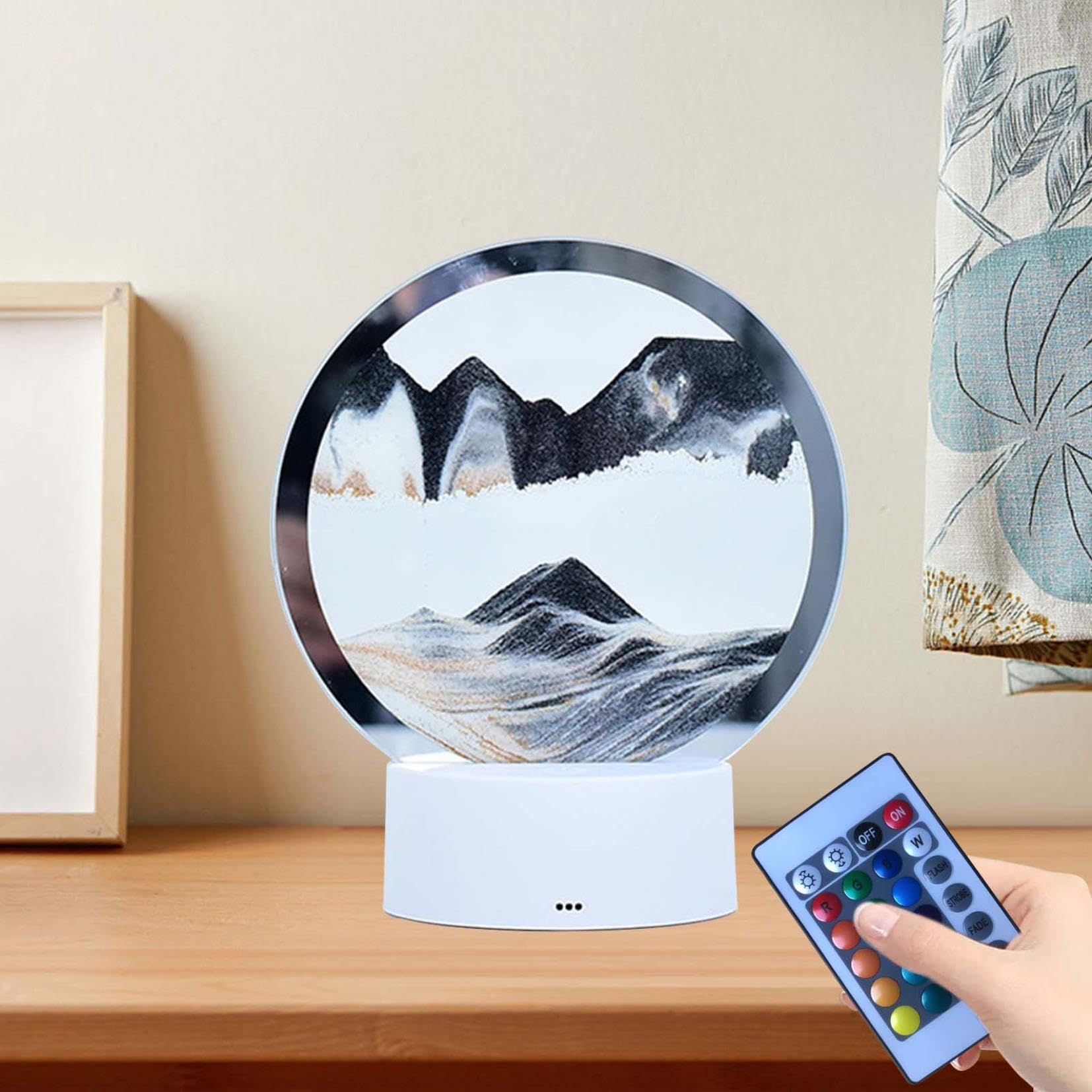 3D Sand Painting Table Lamp - Moving Hourglass Decorative Ambient Light for Living Room & Bedroom - 15ML Quicksand Night Light (Black) | Perfect for Relaxation, Meditation and Home Decor