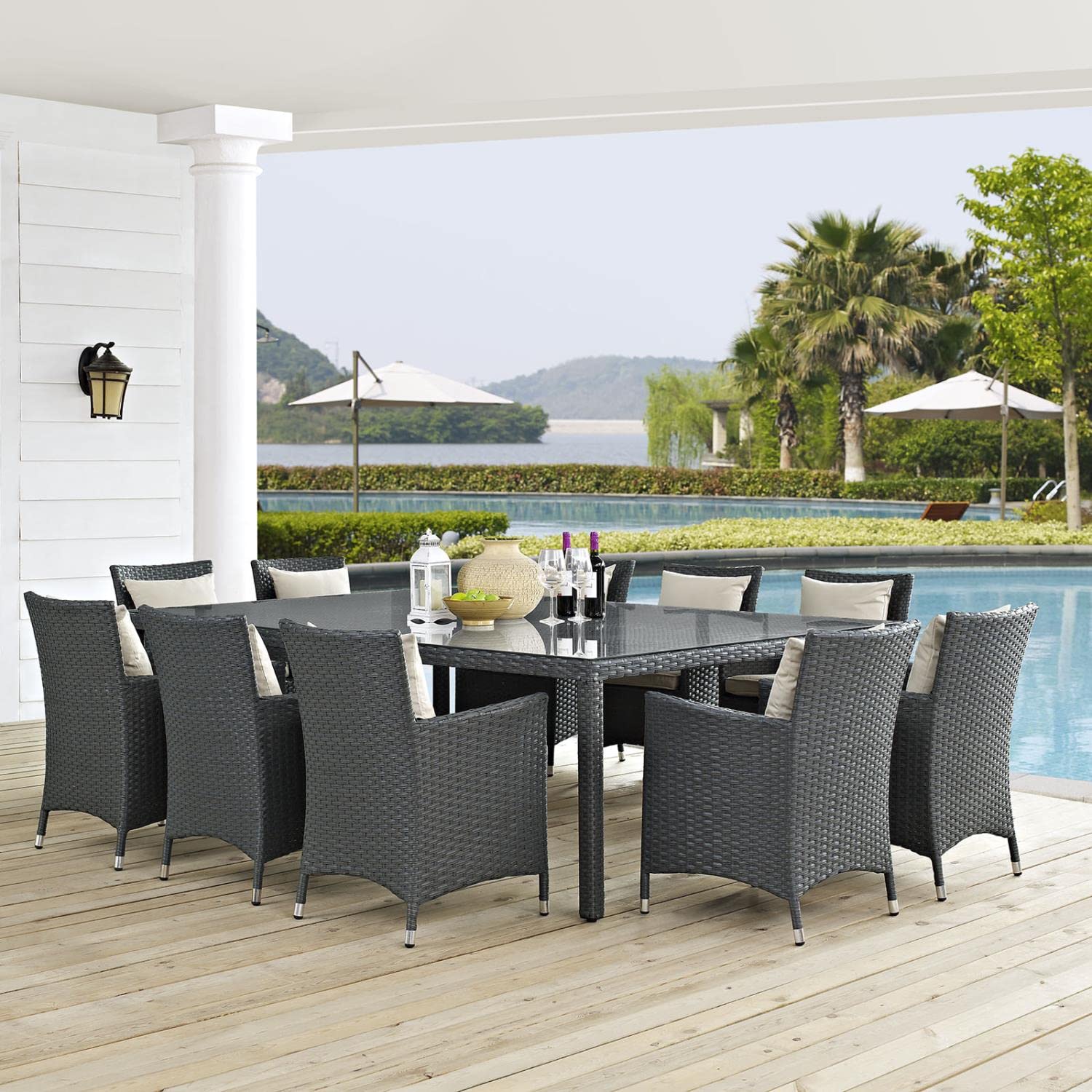 Modway Sojourn 11-Piece Outdoor Dining Set - 90