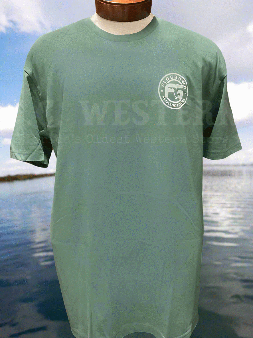 FloGrown FGM 1732 Men's Freshwater Sports T-Shirt - Green - Comfortable Athletic Tee for Fishing, Hiking & Outdoor Activities
