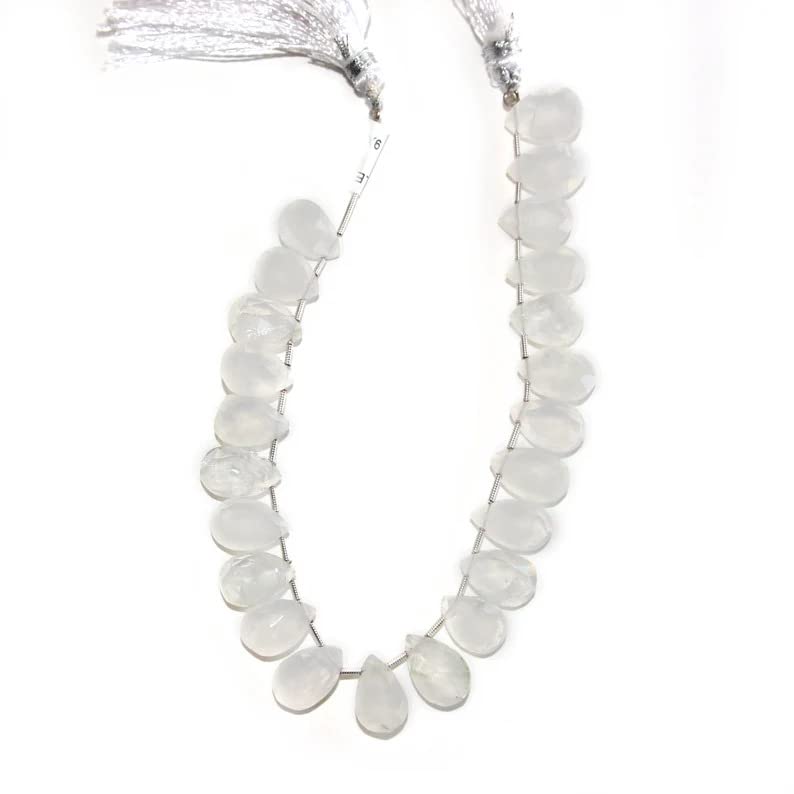Natural Clear Quartz Gemstone Beads - 8 Inch Pear Shaped Beads (126 Carat) for DIY Jewelry Making - Perfect for Necklaces, Bracelets, and Healing Crystal Crafts