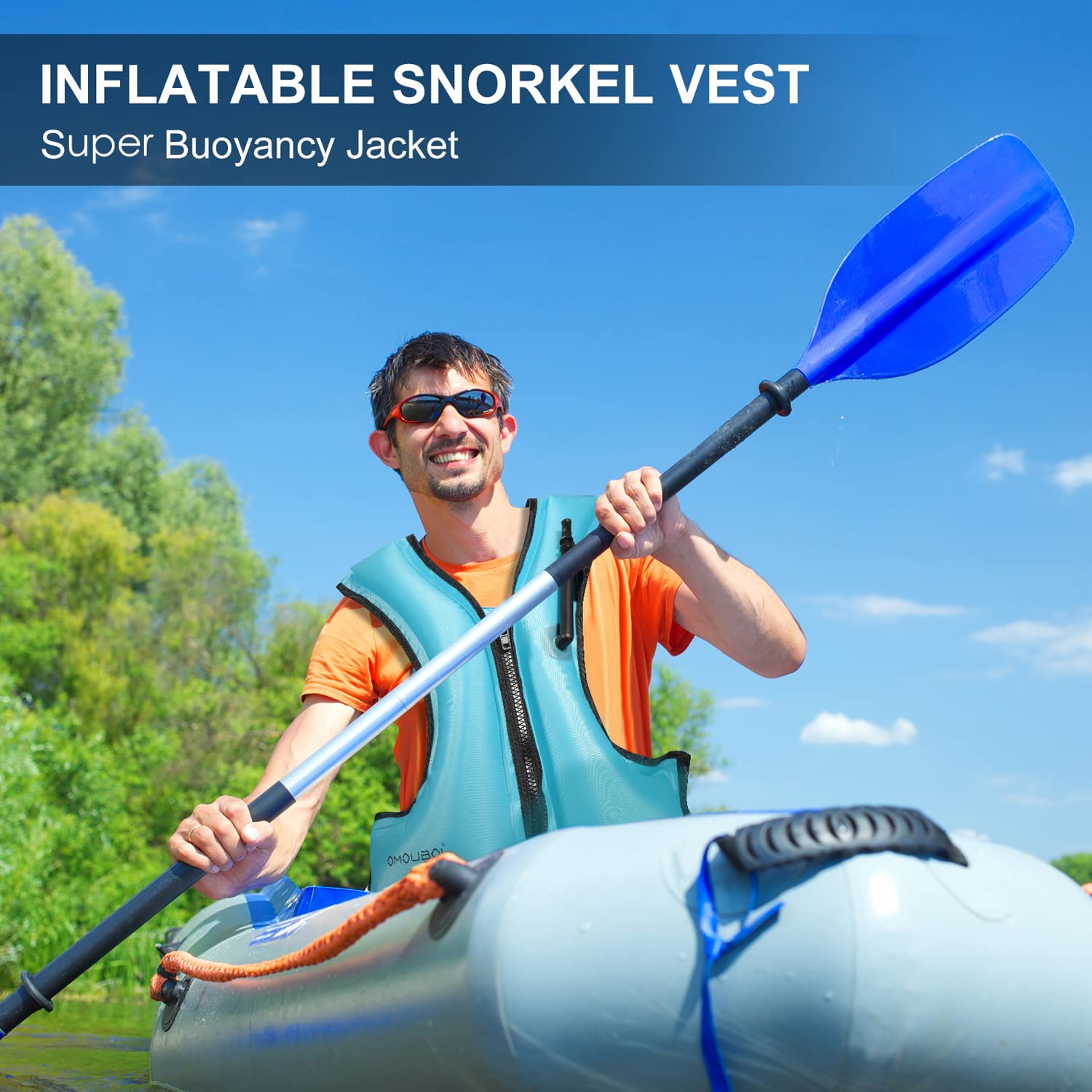 **Inflatable Snorkel Vest for Adults - Adjustable Safety Swim Jacket for Women & Men (40-100kg) - Perfect for Snorkeling, Kayaking, Paddle Boarding, Fishing & Surfing**