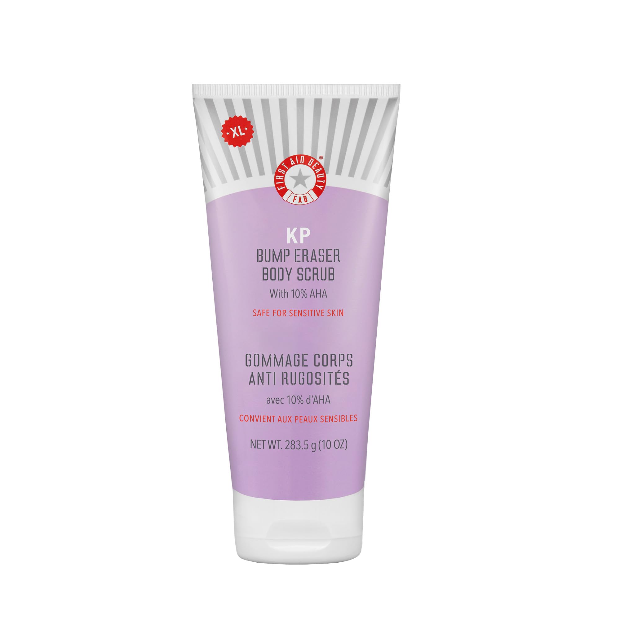 First Aid Beauty KP Bump Eraser Body Scrub - 10% AHA Exfoliator for Keratosis Pilaris with Glycolic & Lactic Acids - Reduces Chicken Skin Bumps - Gentle for Sensitive Skin - 10 oz - Perfect for Dry, Rough Skin Care & Body Smoothing Routine