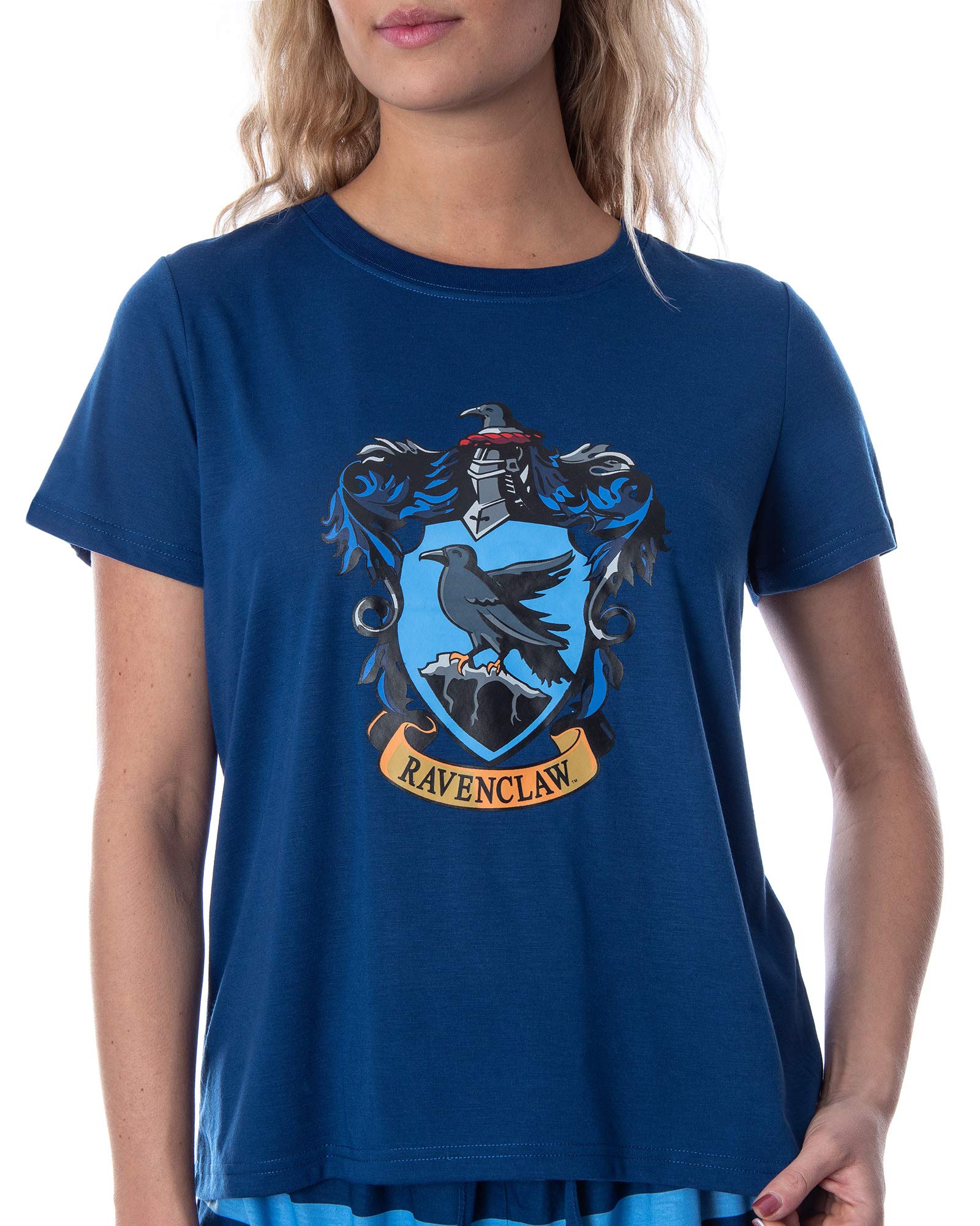 Harry Potter Women's Hogwarts Castle Pajama Set - Gryffindor, Slytherin, Hufflepuff & Ravenclaw House Themed Sleepwear | Soft Cotton Shorts & T-Shirt PJs for Women | Perfect for Movie Nights, Sleepovers & Harry Potter Themed Parties