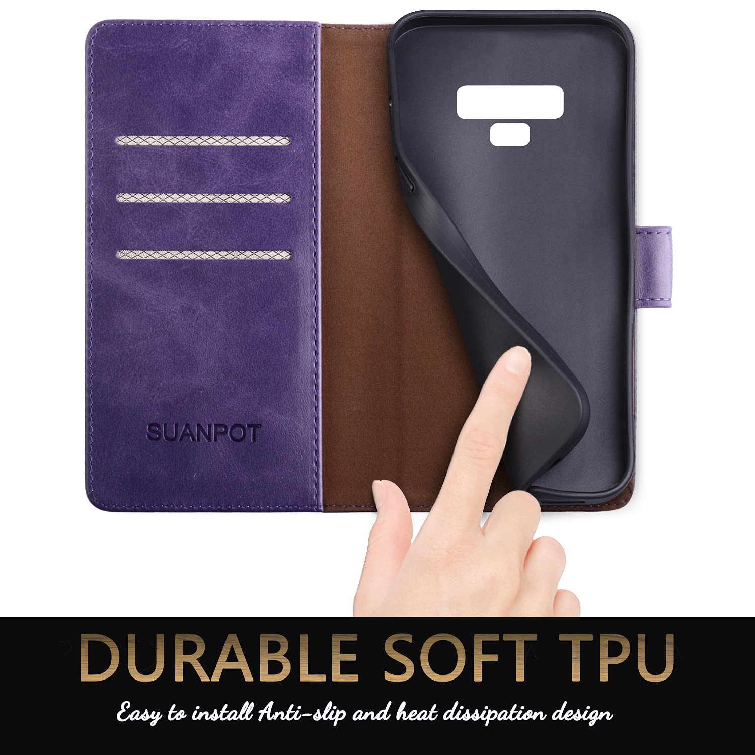 RFID Blocking Leather Wallet Case for Samsung Galaxy Note 9 6.4