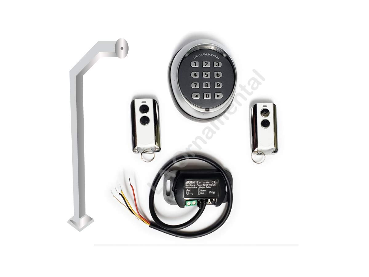 433MHz Wireless Keypad with Mini Receiver, 2 Transmitters & Gooseneck for Sliding Gate Opener System - 5-Piece Security Kit for Home & Commercial Access Control