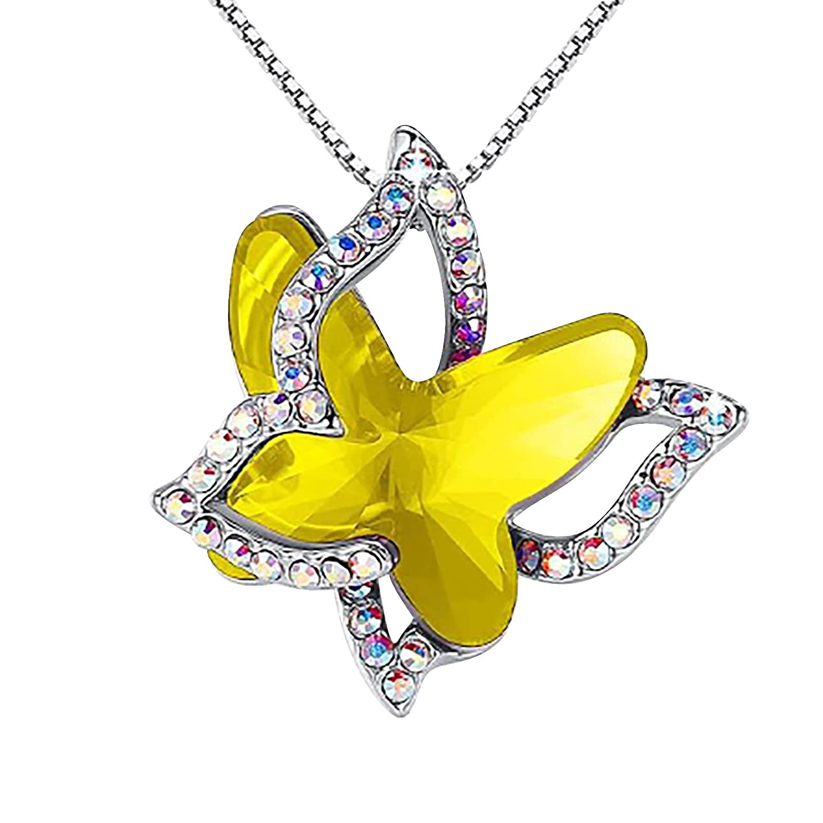 Elegant Multicolor Crystal Butterfly Pendant Necklace for Women - Boho Chic Fashion Jewelry, Perfect for Parties, Weddings & Everyday Wear