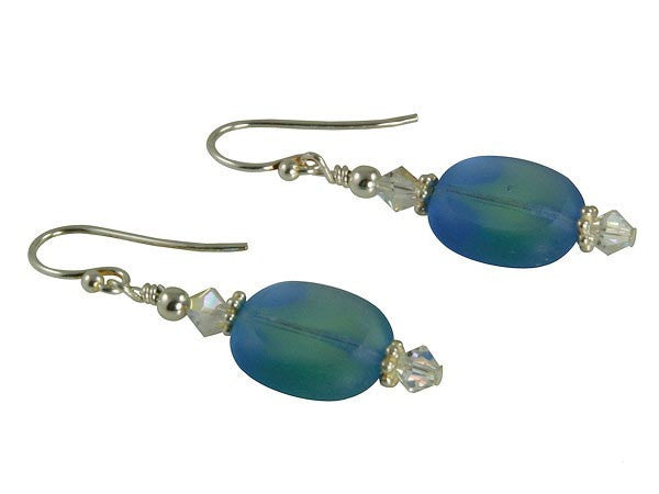 Ocean Blue Crystal Beaded Earrings for Women - Handmade Bohemian Dangle Earrings - Perfect for Weddings, Parties & Special Occasions