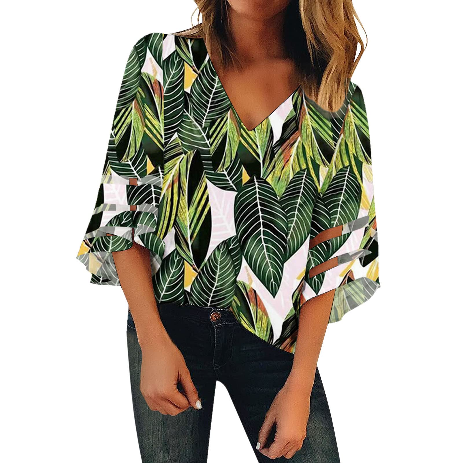 Women's Casual Long Sleeve V-Neck Tunic Tops for Fall & Spring 2024 - Comfortable Blouse for Work, Date Night, and Everyday Wear