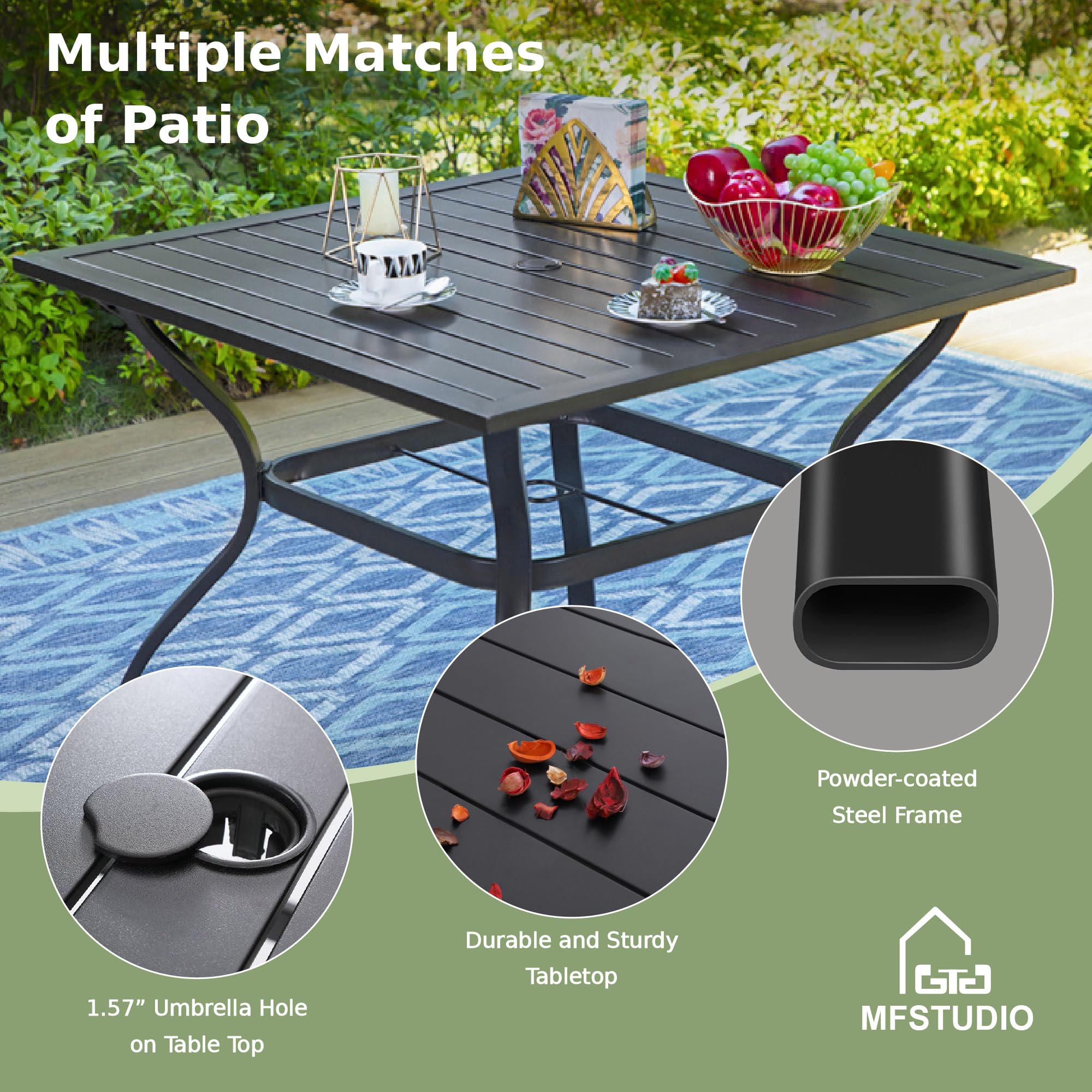 MFSTUDIO 5-Piece Outdoor Patio Dining Set for 4 - 37
