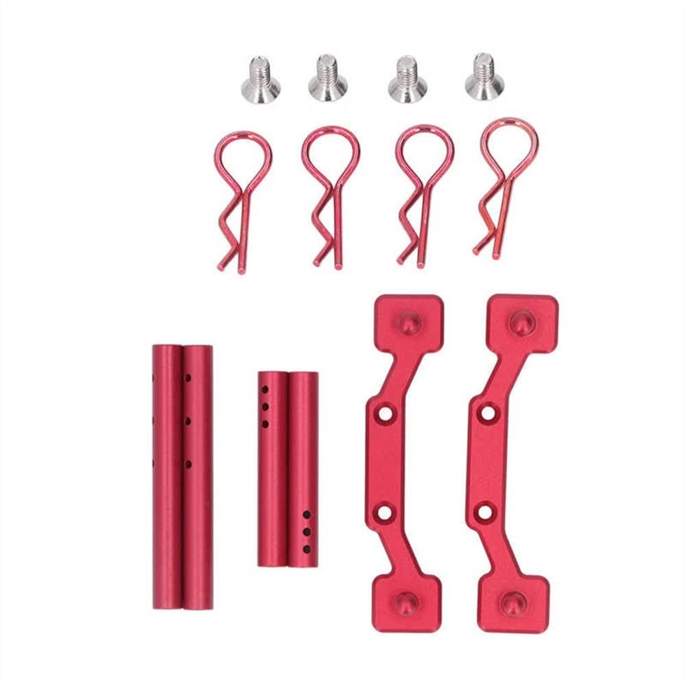 LYunce Aluminum Alloy RC Car Shell Bracket - Front & Rear Replacement Parts for Racing Model Cars (Red) | Durable Upgrade for Off-Road, Drifting & Competitive RC Racing