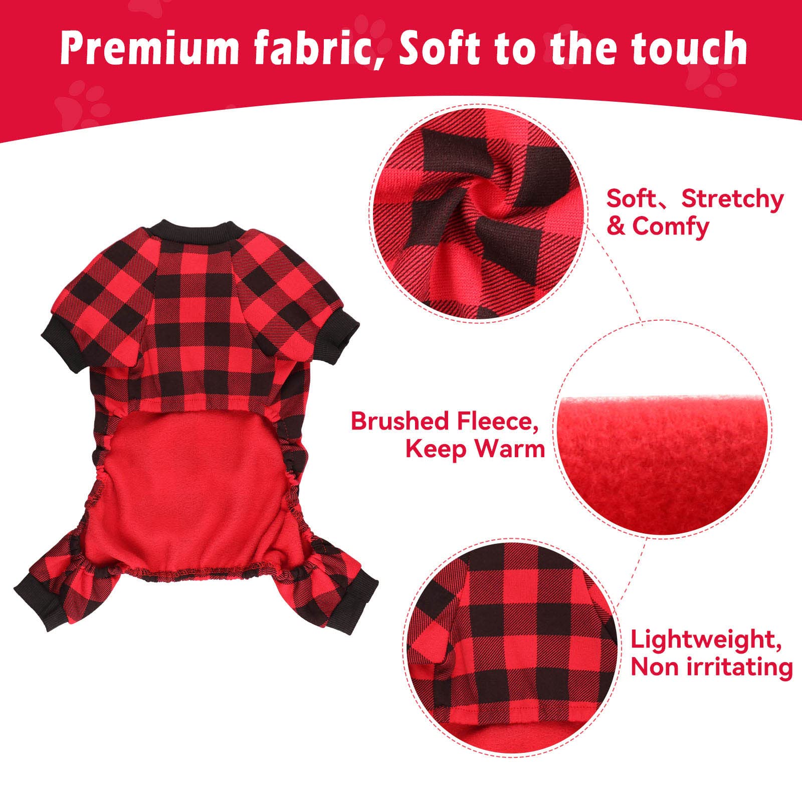 Buffalo Plaid Fleece Dog Sweater - Soft & Warm Puppy Clothes for Small Dogs, Cozy Winter Dog Sweater for Boys & Girls (Size S) | Perfect for Outdoor Walks & Indoor Cuddles