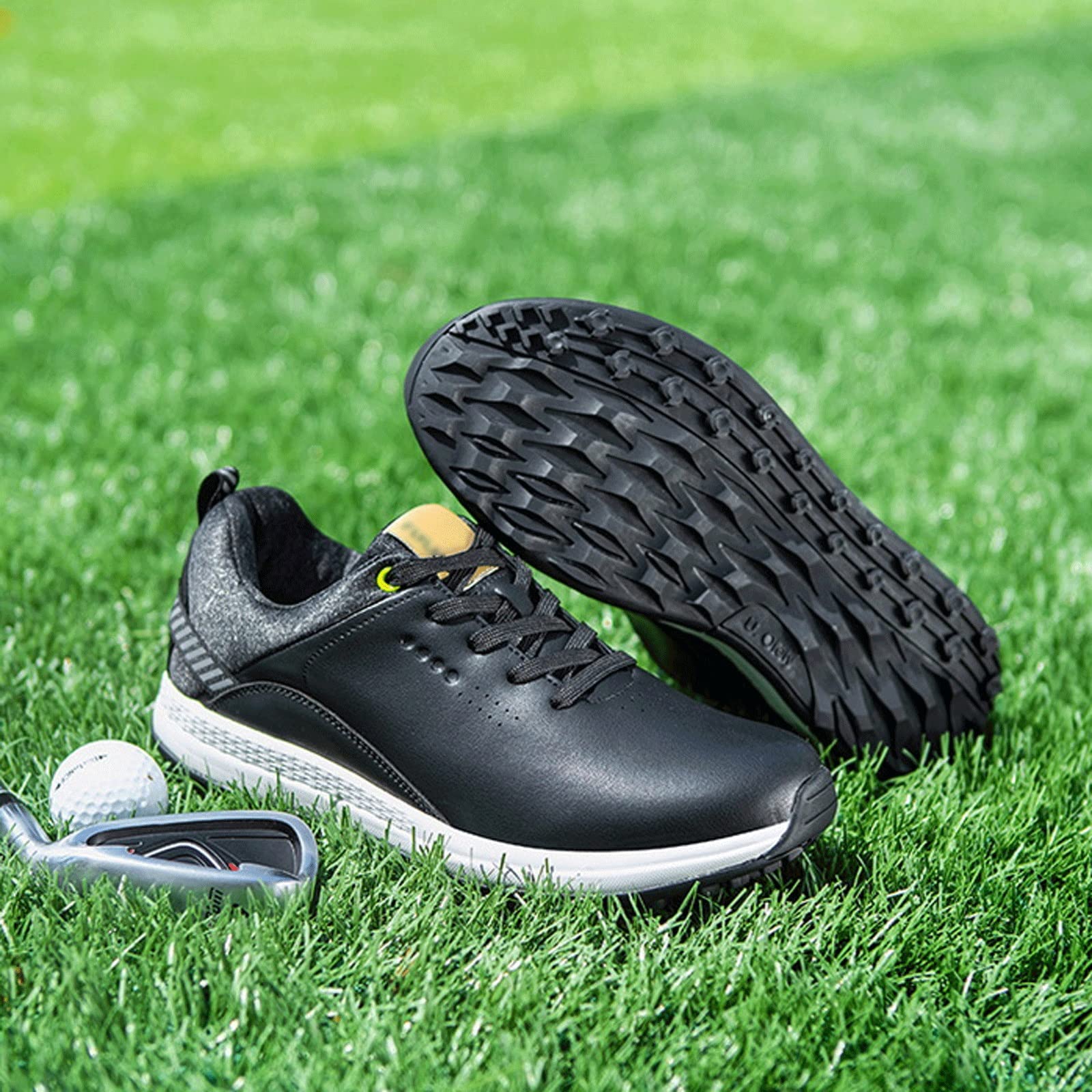 Men's Waterproof Golf Shoes - Lightweight Non-Spike Sneakers for Sports & Leisure (Black, Size 10.5) | Perfect for Golf Course, Walking & Casual Wear