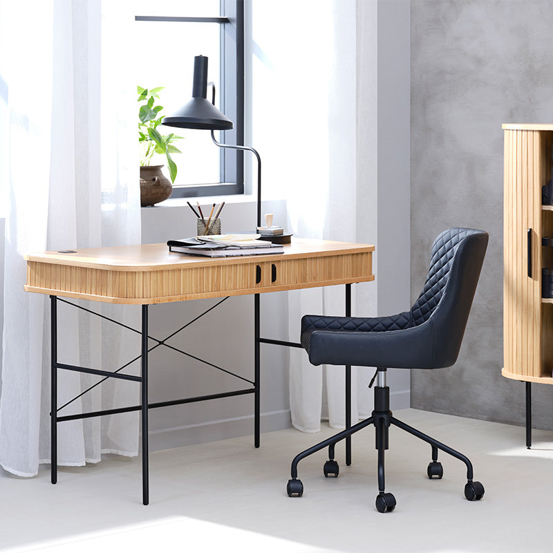 NOLA 47-Inch Study Desk - Solid Oak Wood Writing Desk for Home Office, Dorm Room, or Study Space - Perfect for Remote Work and Online Learning