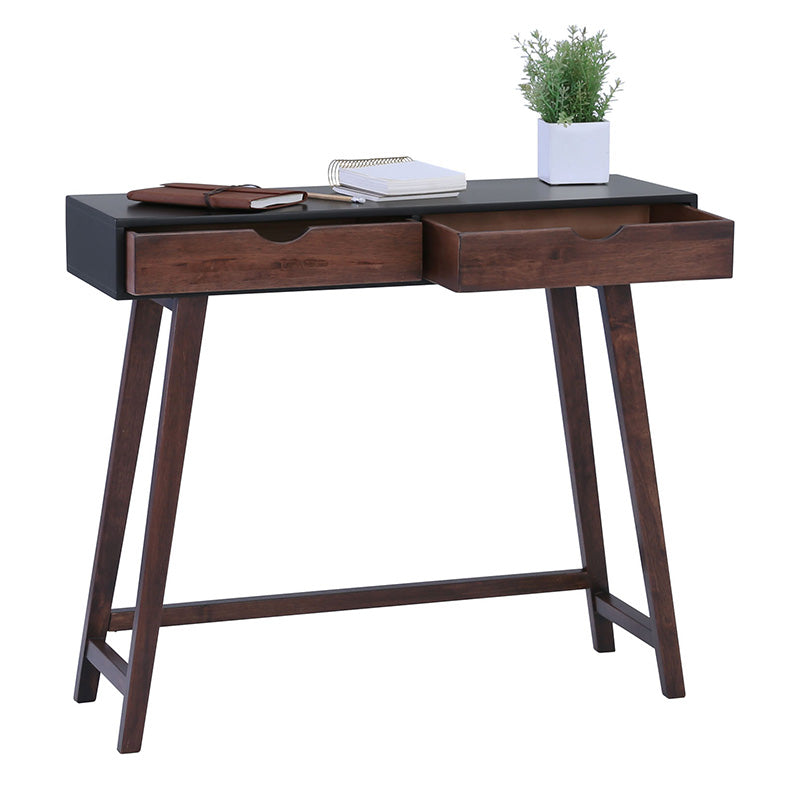 ARSENIO 90cm Walnut & Black Console Table - Entryway Sofa Table, Hallway Accent Table for Living Room, Bedroom, or Office Decor