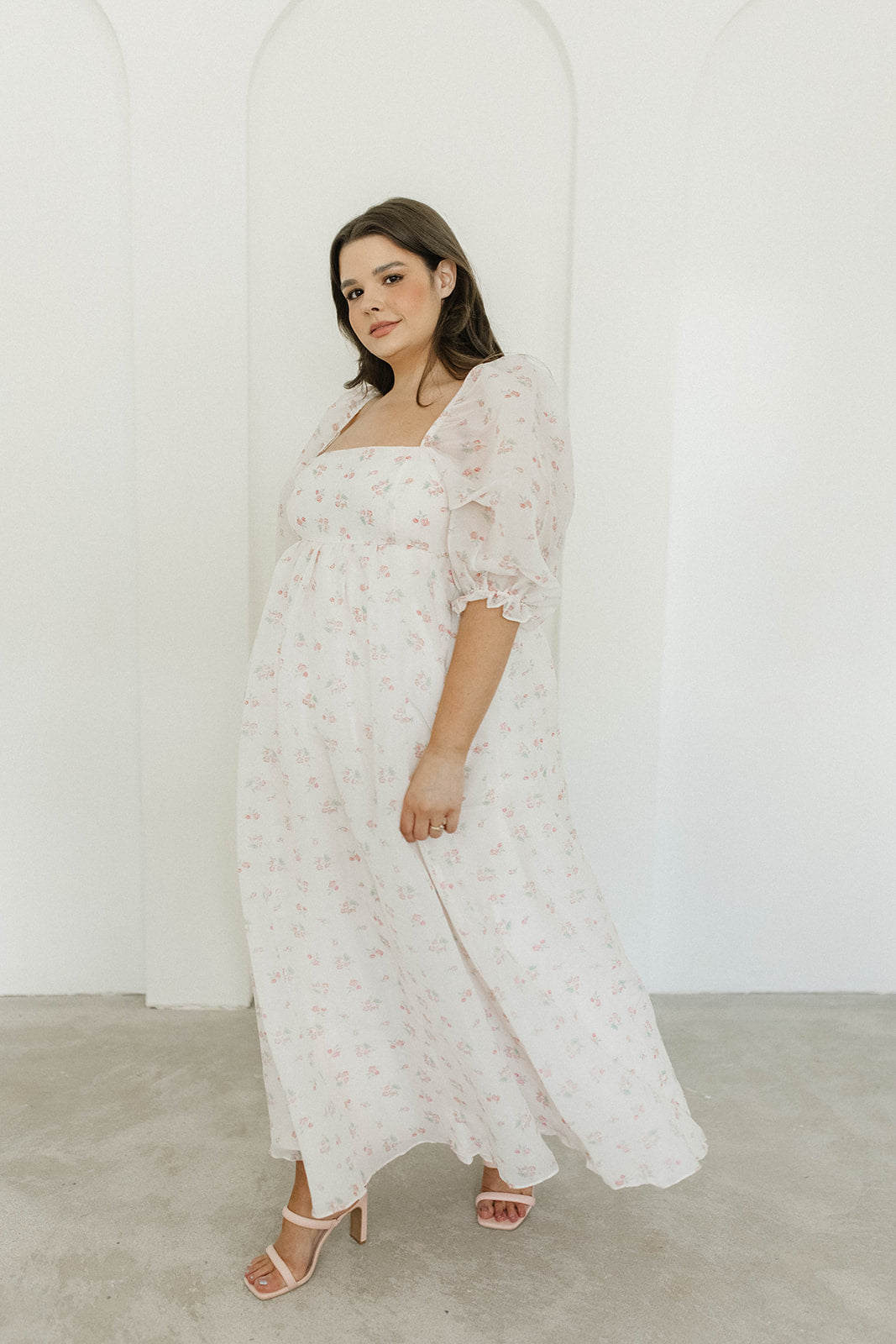 Mona Maxi Dress with Smocking - Blush Floral Print, Bump Friendly Maternity Dress, Inclusive Sizing S-3XL | Perfect for Weddings, Beach Vacations & Summer Outfits