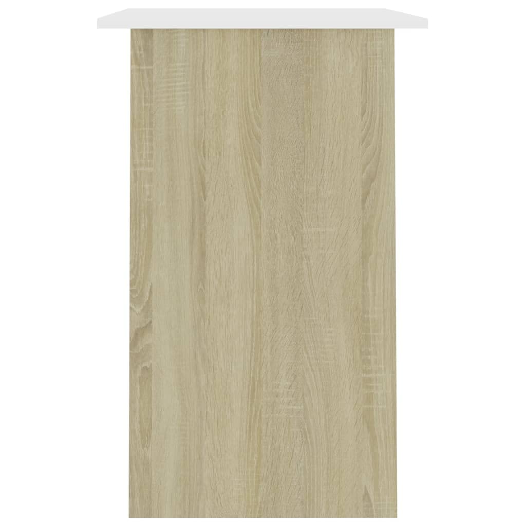 Modern White & Sonoma Oak Study Desk 35.4