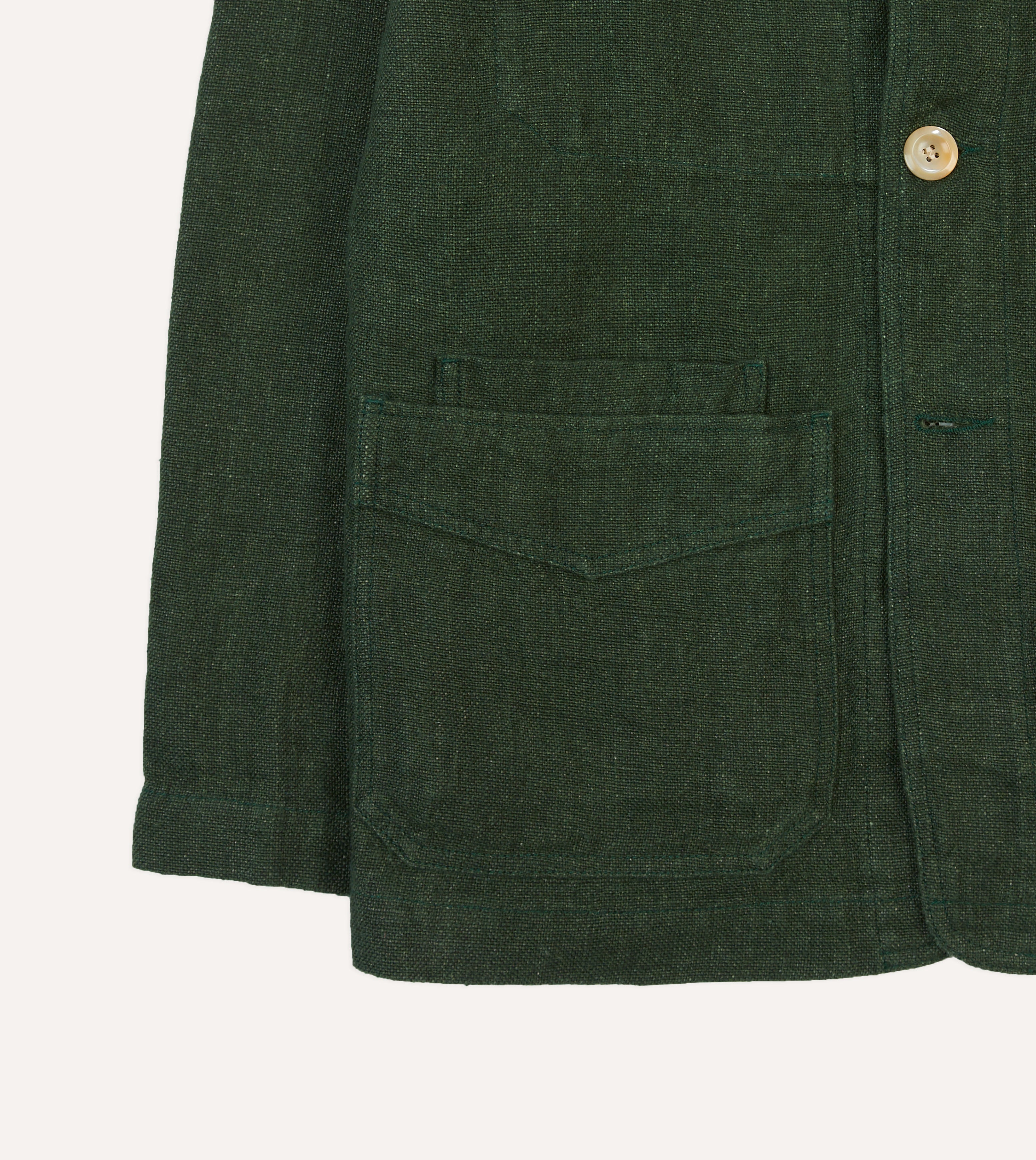 Green Linen Five Pocket Chore Jacket for Men - Durable Workwear for Gardening, Farming & Outdoor Activities