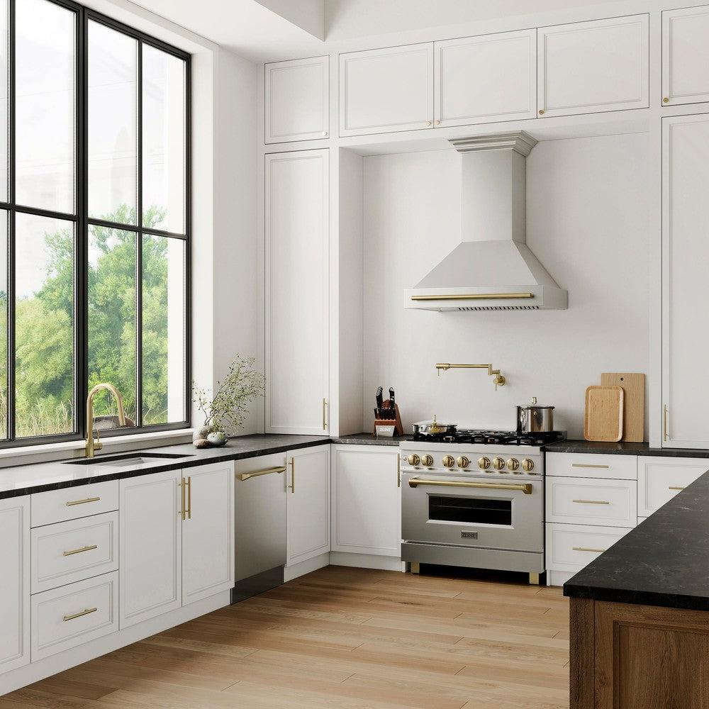 ZLINE Autograph Edition 36 Inch Stainless Steel Range Hood with Stainless Steel Shell & Handle (8654STZ 36) - Professional Kitchen Ventilation for Home Chefs & Modern Kitchens