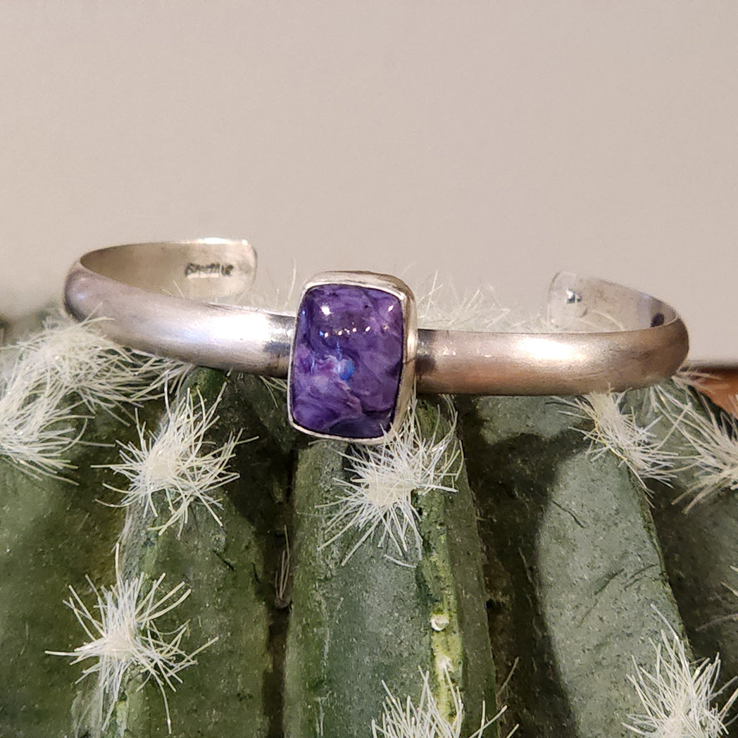 Al Charoite Square Cuff Bracelet – Handmade Gemstone Jewelry for Women, Healing Crystal Energy, Boho Chic Fashion | Perfect for Meditation, Yoga, and Spiritual Gifts