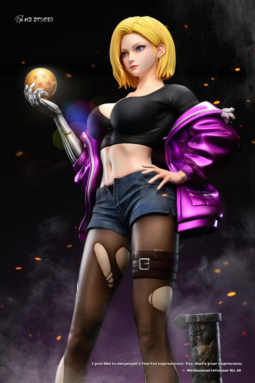 MS Studio Android 18 Cosplay Costume - Dragon Ball Z Artificial Human 18 Outfit for Halloween, Anime Conventions & Cosplay Events