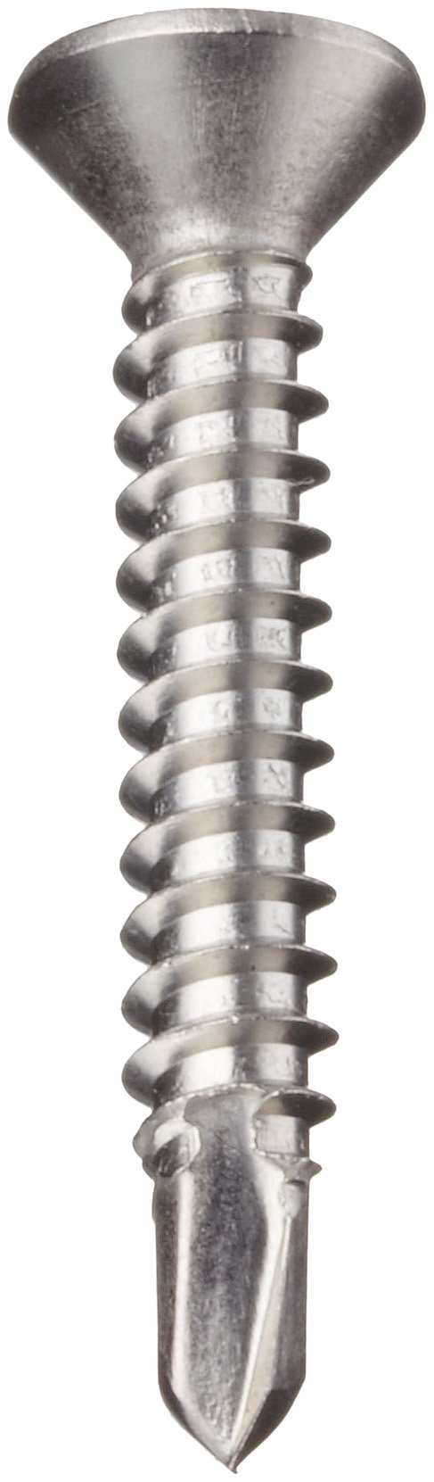 Small Parts Stainless Steel Sheet Metal Screws - Plain Finish, Flat Head, Phillips Drive, Self-Drilling Point, 1-1/4