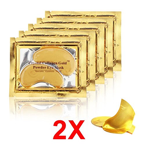 10 Packs (20 Pcs) Gold Crystal Collagen Eye Mask - Anti-Wrinkle & Dark Circle Treatment for Brightening & Hydrating Under Eyes - Perfect for Night Care & Travel Skincare Routine