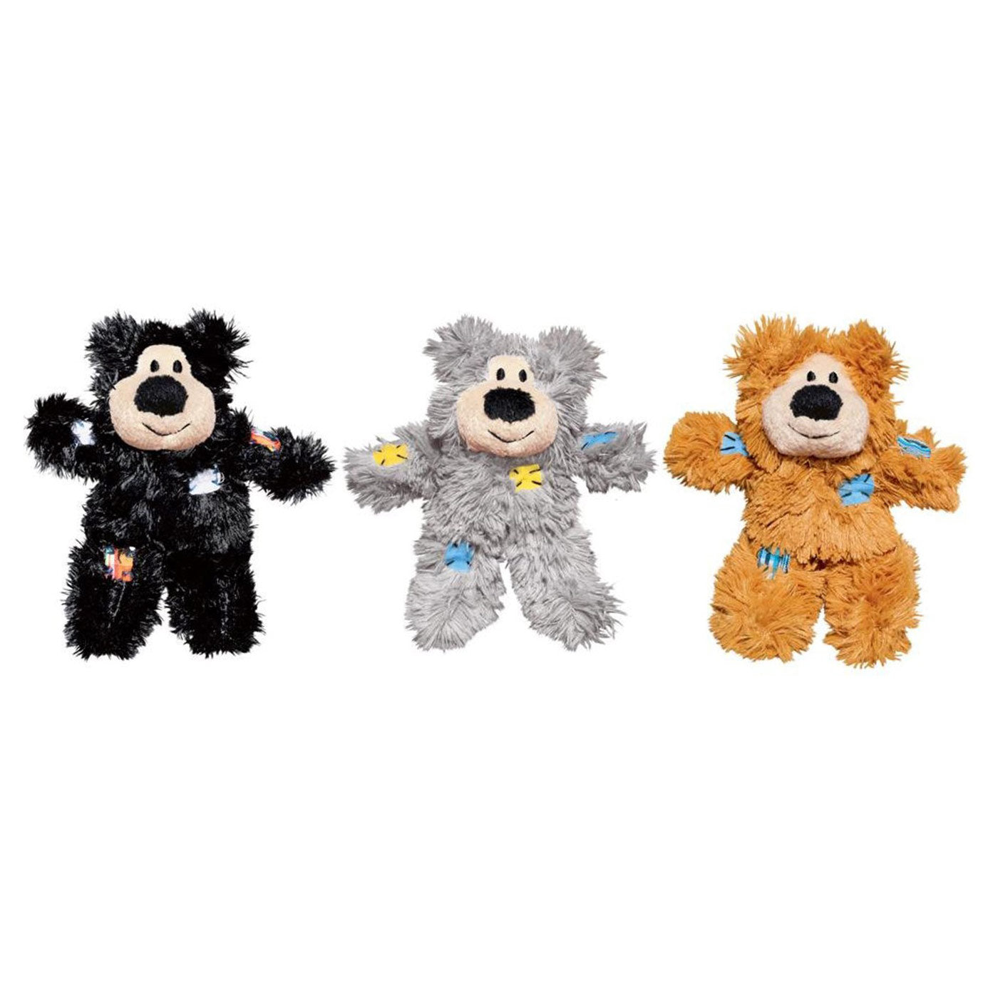 KONG Assorted Softies Patchwork Bear Cat Toy - Durable & Interactive Plush Toy for Cats - Perfect for Playtime, Cuddling & Training - Great for Indoor & Outdoor Use