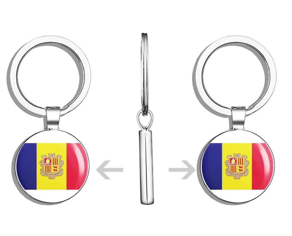 Double Sided Andorra Flag Stainless Steel Keychain - Durable Key Ring Holder with Carabiner Clip for Keys, Backpacks & Travel Accessories | Perfect Gift for Travel Enthusiasts & Flag Collectors