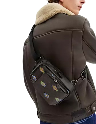 Coach Cosmic Racer Sling Bag - Signature Canvas with Robot Print Crossbody Bag for Men & Women | Perfect for Travel, Work & Everyday Use
