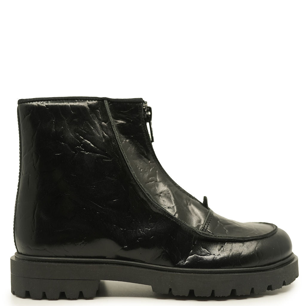 Blublonc Women's Black Leather Ankle Boots with Zipper - Stylish & Comfortable for Casual Outings, Work & Date Nights