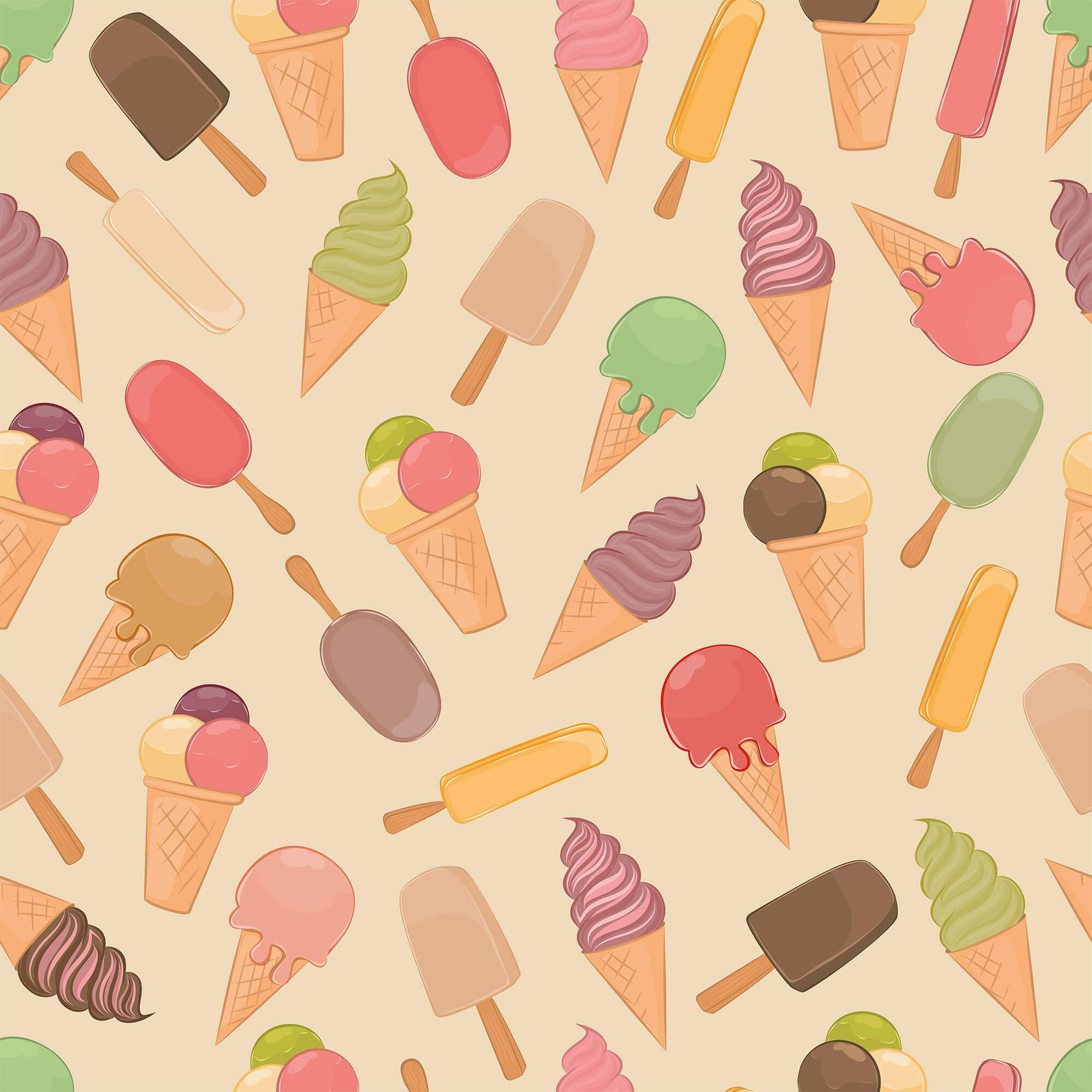 Beige Food-Themed Peel and Stick Removable Wallpaper for Kids Room Decor - Easy DIY Nursery, Playroom, or Kitchen Wall Covering