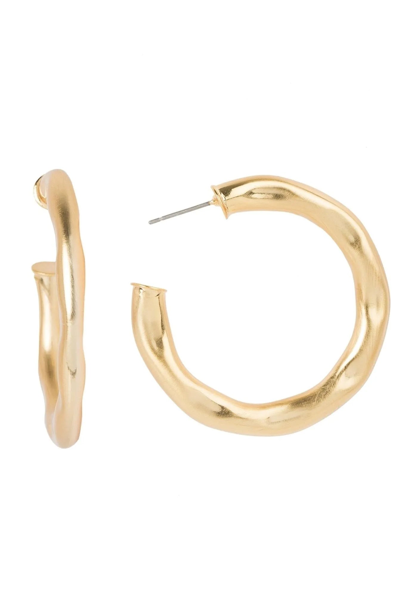 Trendy Wavy Gold Hoop Earrings for Women - 14K Gold Plated Dangle Statement Earrings - Perfect for Parties, Weddings & Everyday Wear