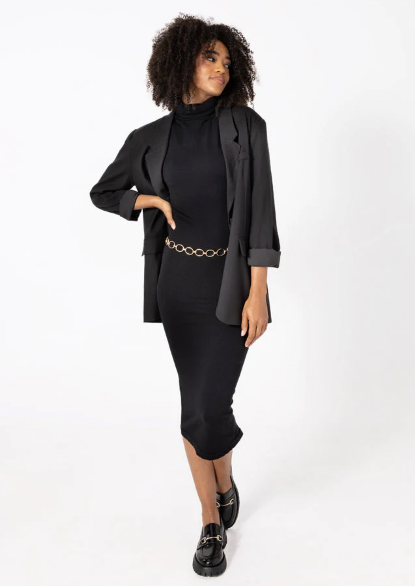 Soft Bamboo Fleece Lined Dress for Women - Black Winter Dress with Long Sleeves | Perfect for Office, Date Night & Holiday Parties