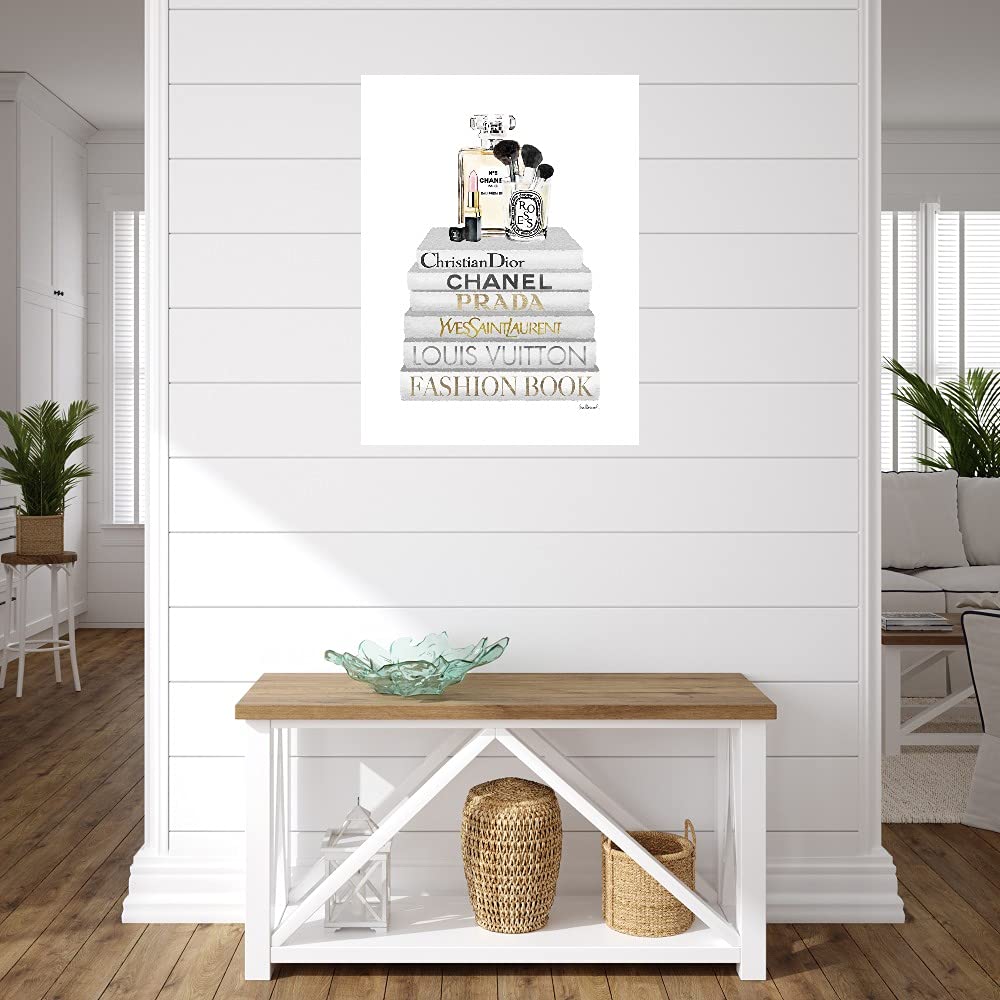 Fine Art Canvas Bookstack Makeup II - Modern Wall Decor Painting by Amanda Greenwood - Ready to Hang 24x32 Inches - Perfect for Living Room, Bedroom, Office & Home Decor