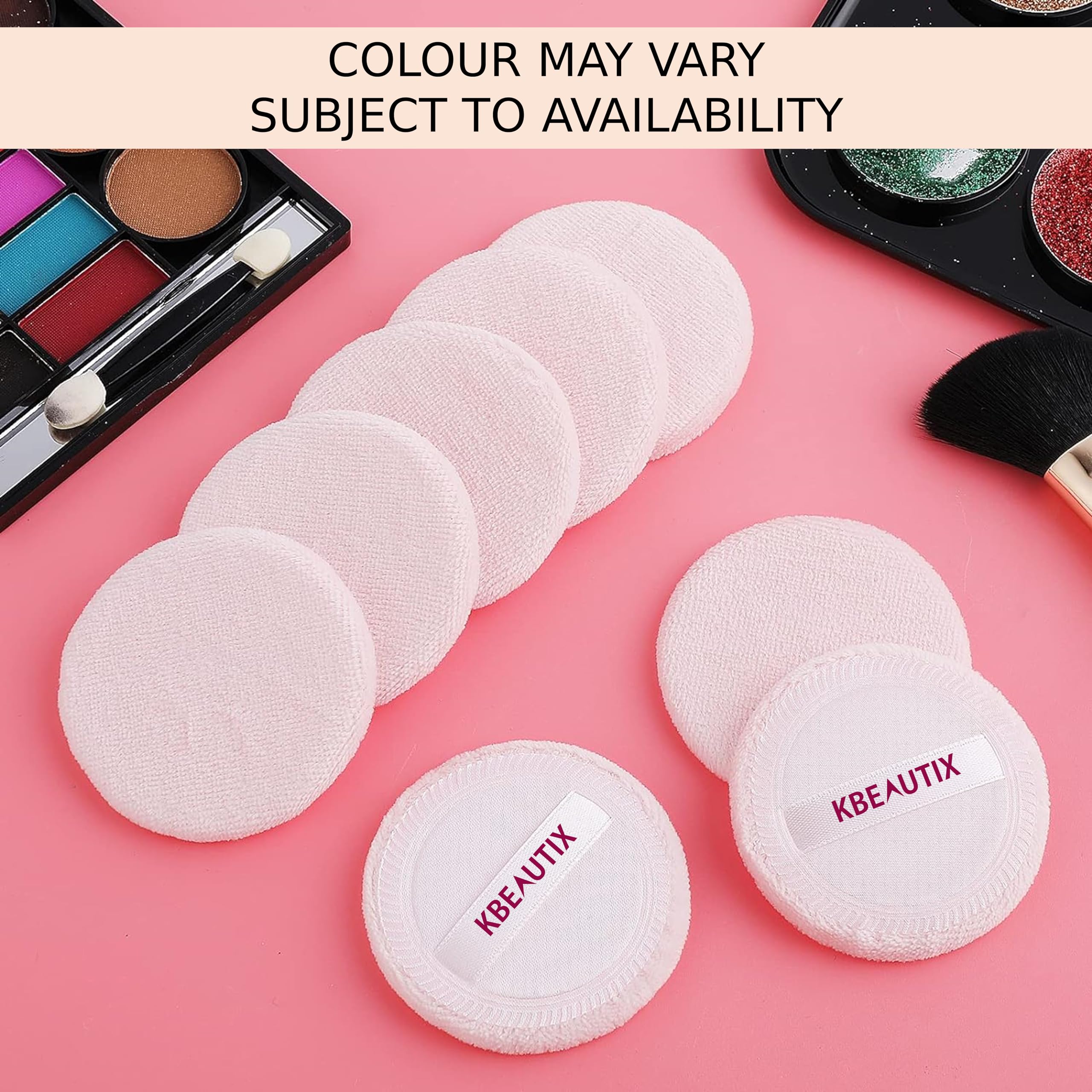 KBEAUTIX Round Makeup Sponge Puffs for Powder Foundation & Loose Mineral Powder - 4 Pack Soft Blending Cosmetic Pads with Strap - Perfect for Face & Body Powder Application, Travel & Touch-ups