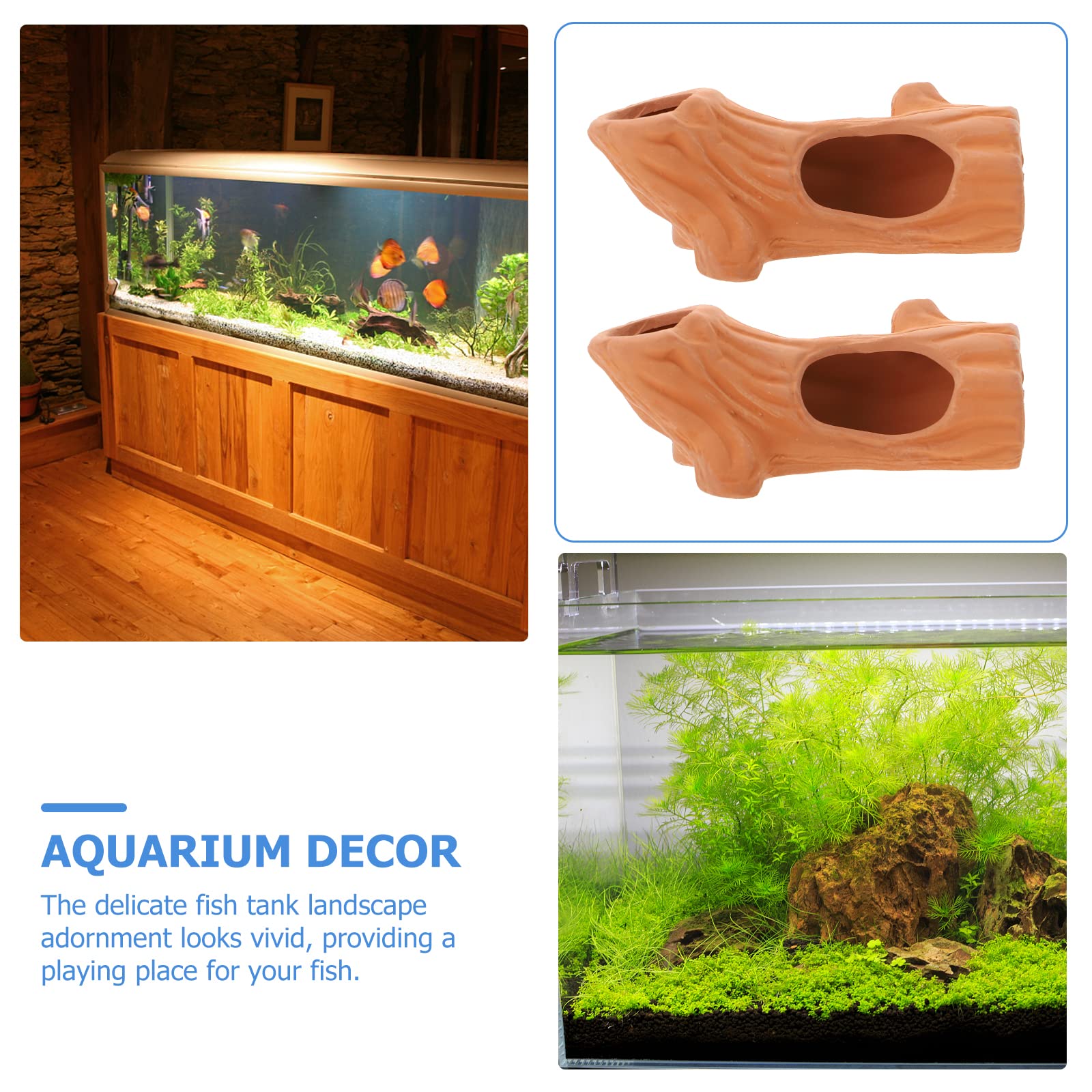 2PCS Ceramic Fish & Shrimp Hideout House - Aquarium Cave Decor for Fish Tanks, Terrariums - Natural Purple Clay Hiding Spots for Betta Fish, Shrimps & Aquatic Pets - Perfect for Aquatic Landscape & Breeding Safety