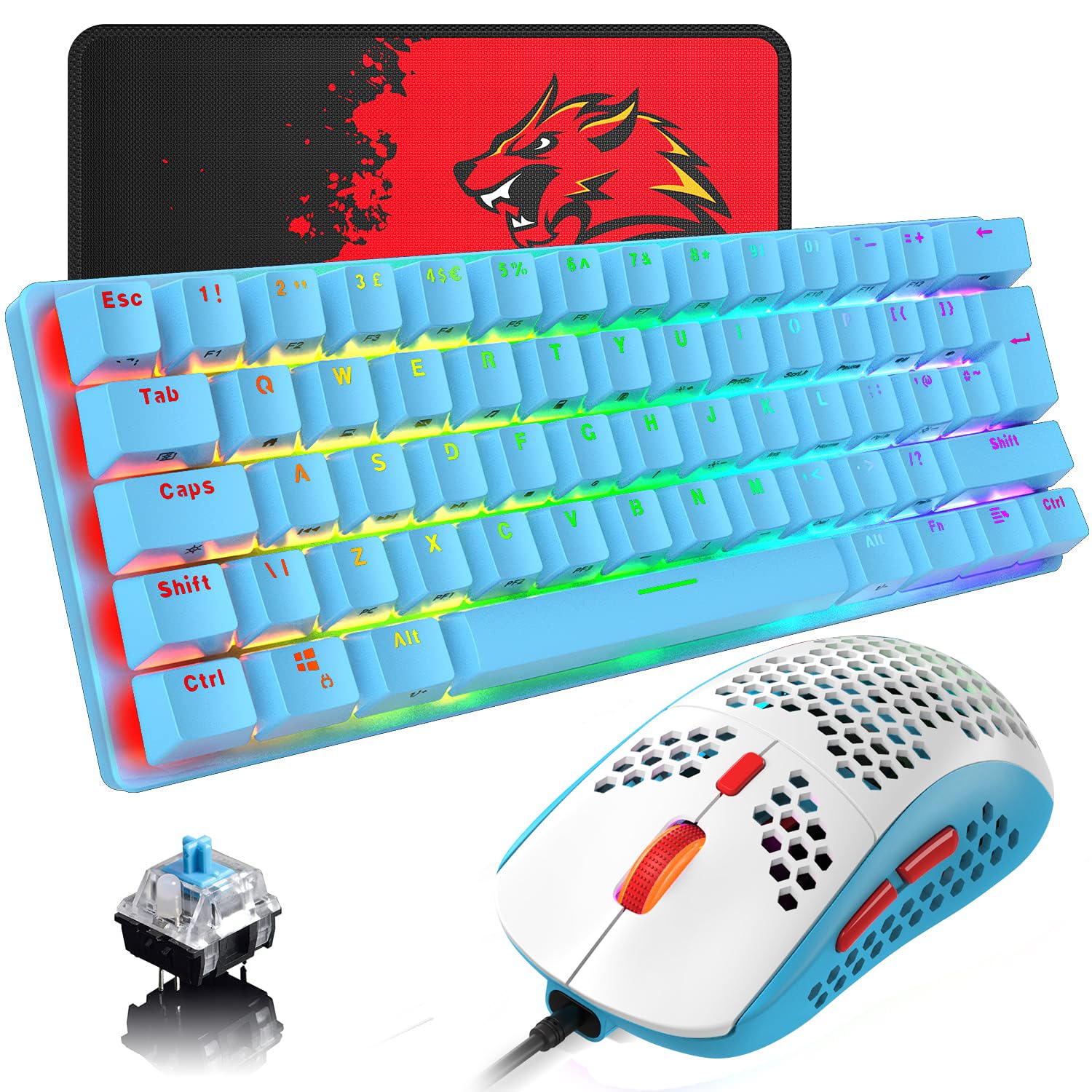 UK Layout RGB Mechanical Gaming Keyboard & Mouse Combo for PC, PS4, Xbox, MAC