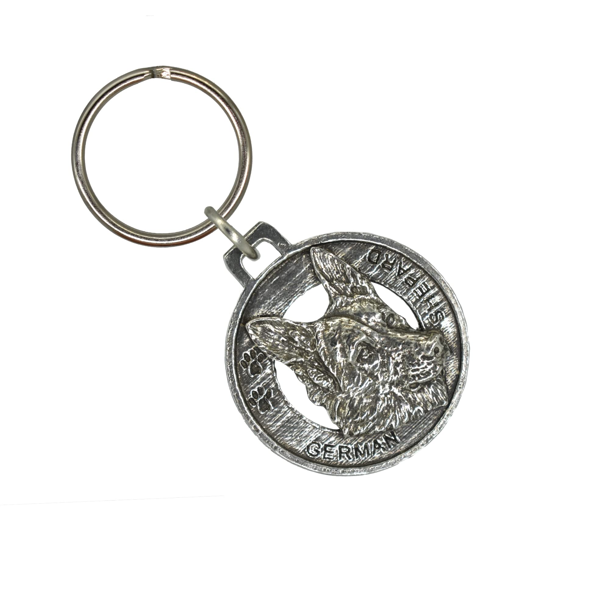 German Shepherd Keychain - Handmade Pewter Dog Tag Key Ring | USA Made Pet Gift for Dog Lovers | Perfect for Keys, Backpacks & Gifts (1.5 Inch)