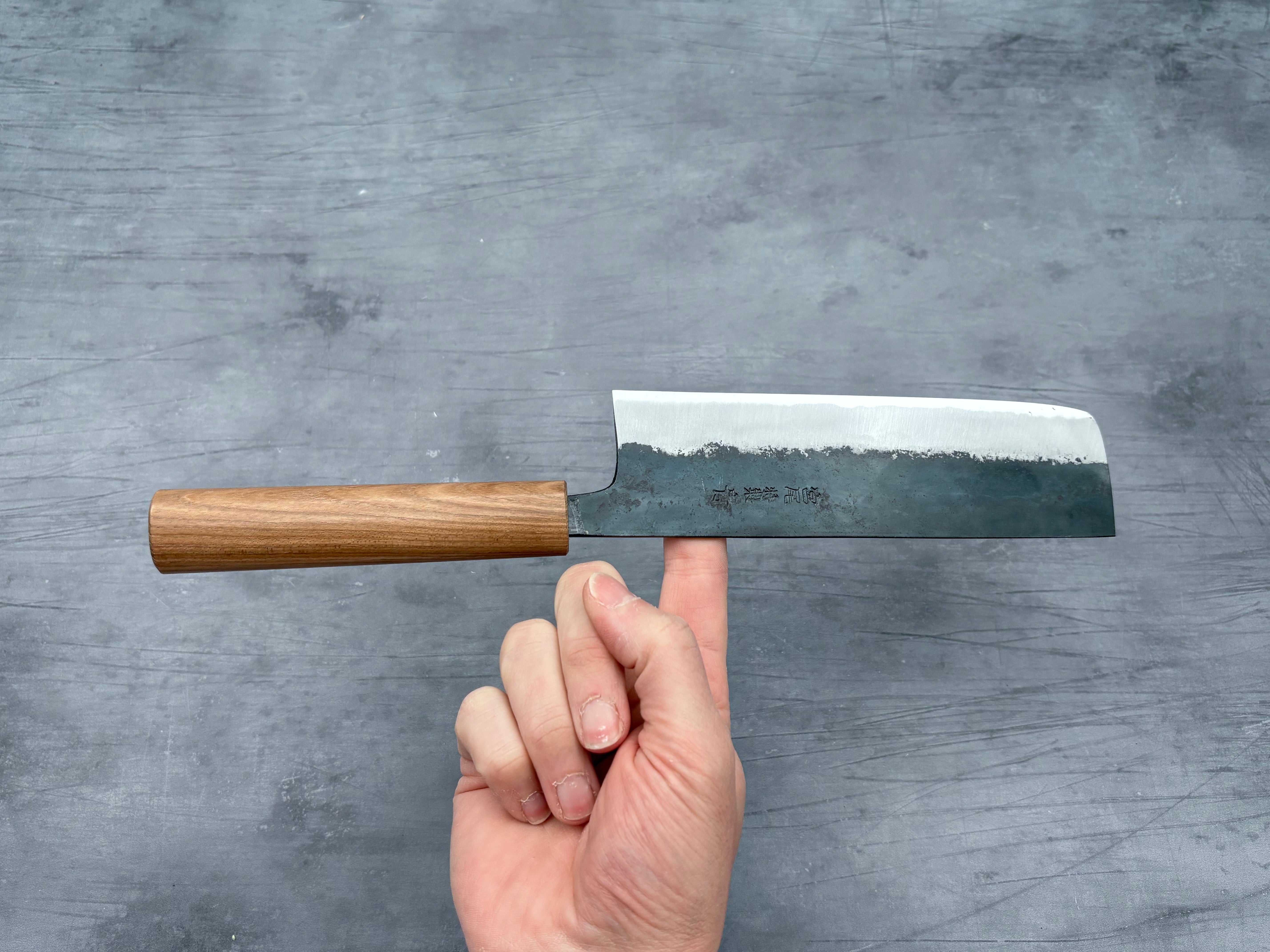 Premium Japanese Nakiri Knife - Blue #1 Steel Blade for Professional Chefs & Home Cooking - Perfect for Slicing Vegetables, Herbs & Sushi Prep