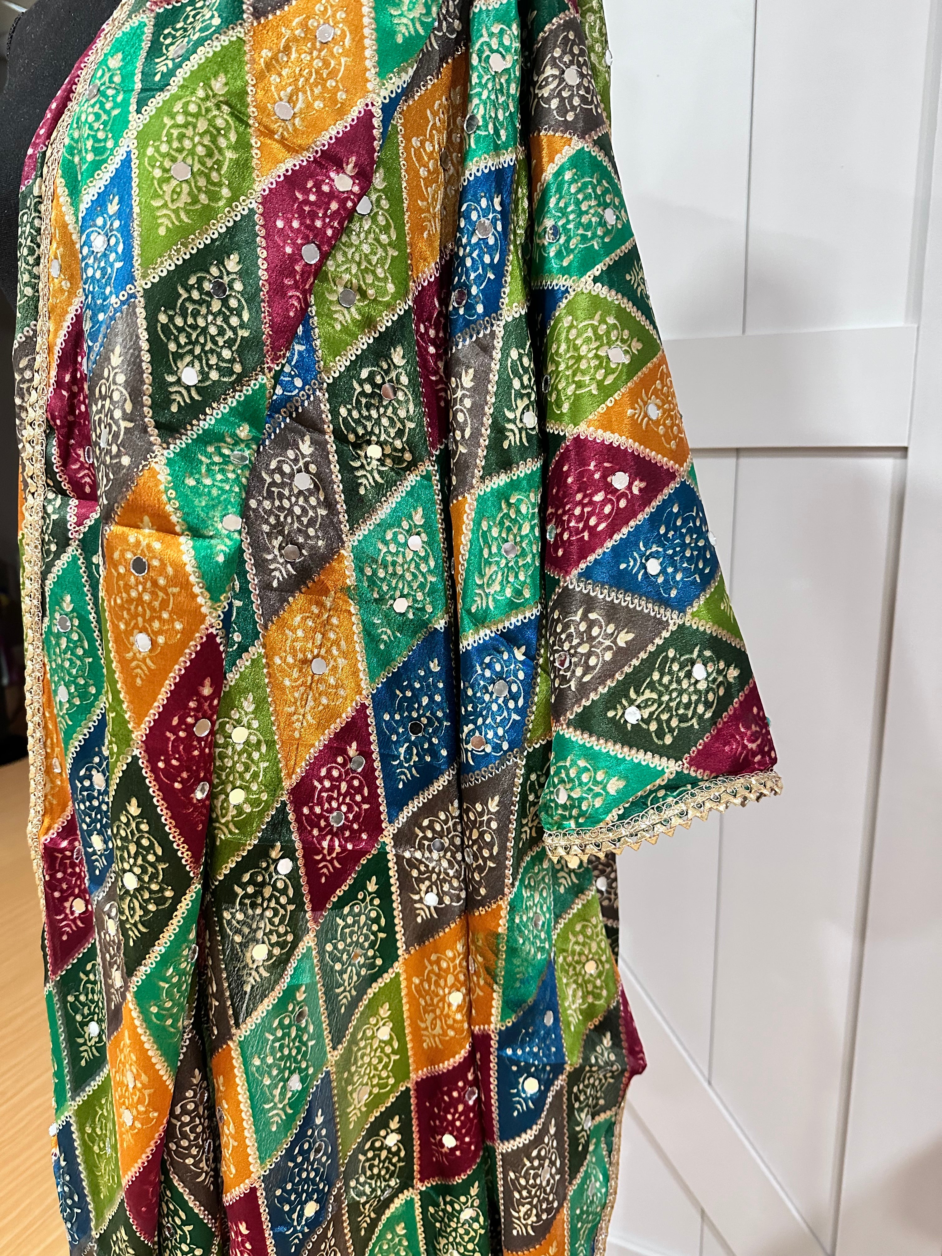 Authentic Phulkari Style Dupatta - Handmade Punjabi Embroidered Scarf for Women | Perfect for Weddings, Parties & Cultural Events