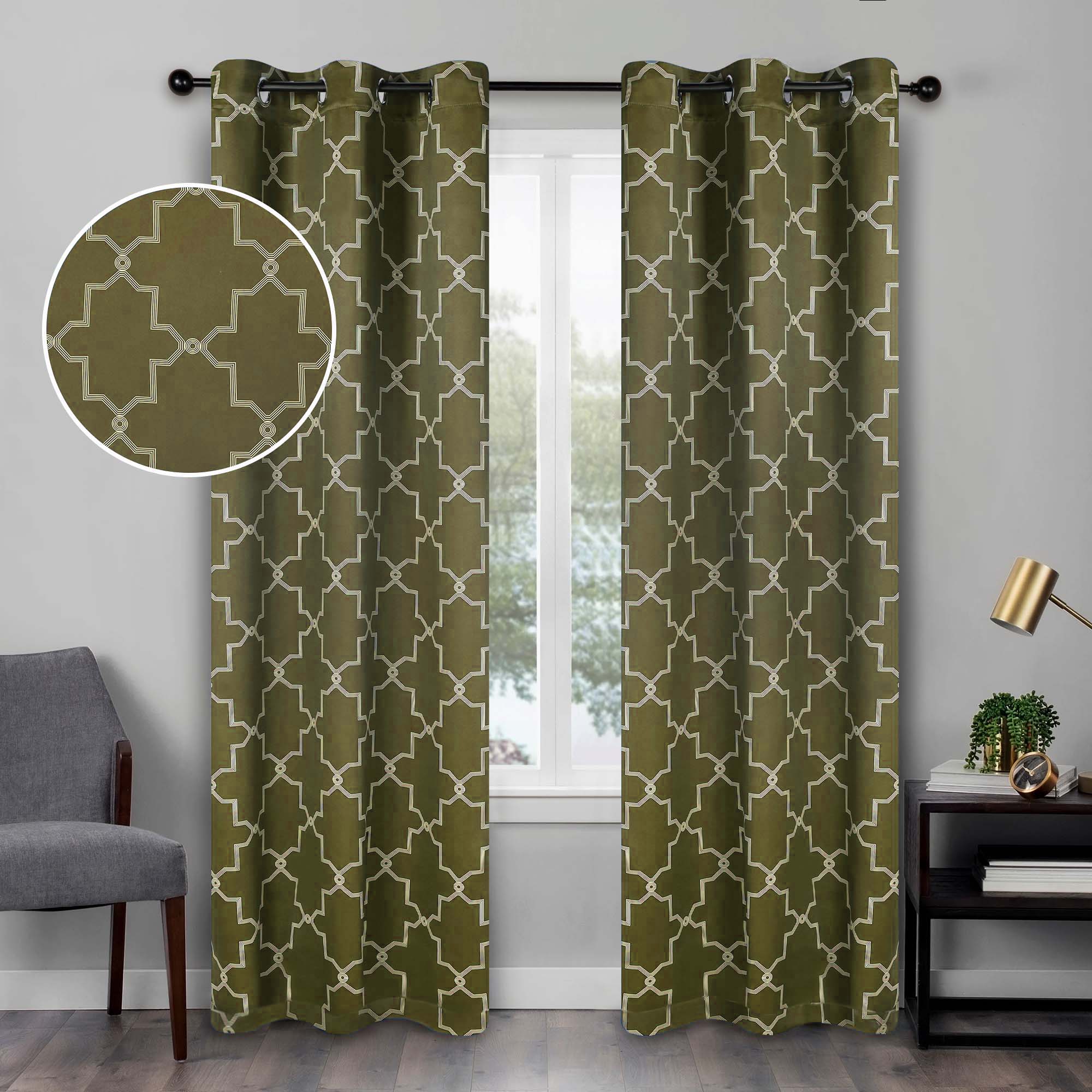 Imperial Trellis Blackout Curtains Set of 2 - Thermal Insulated Noise Reducing Window Drapes for Bedroom & Living Room - Machine Washable Room Darkening Curtain Panels (52x84 Inch) - Perfect for Home Theater, Nursery & Light Sleepers